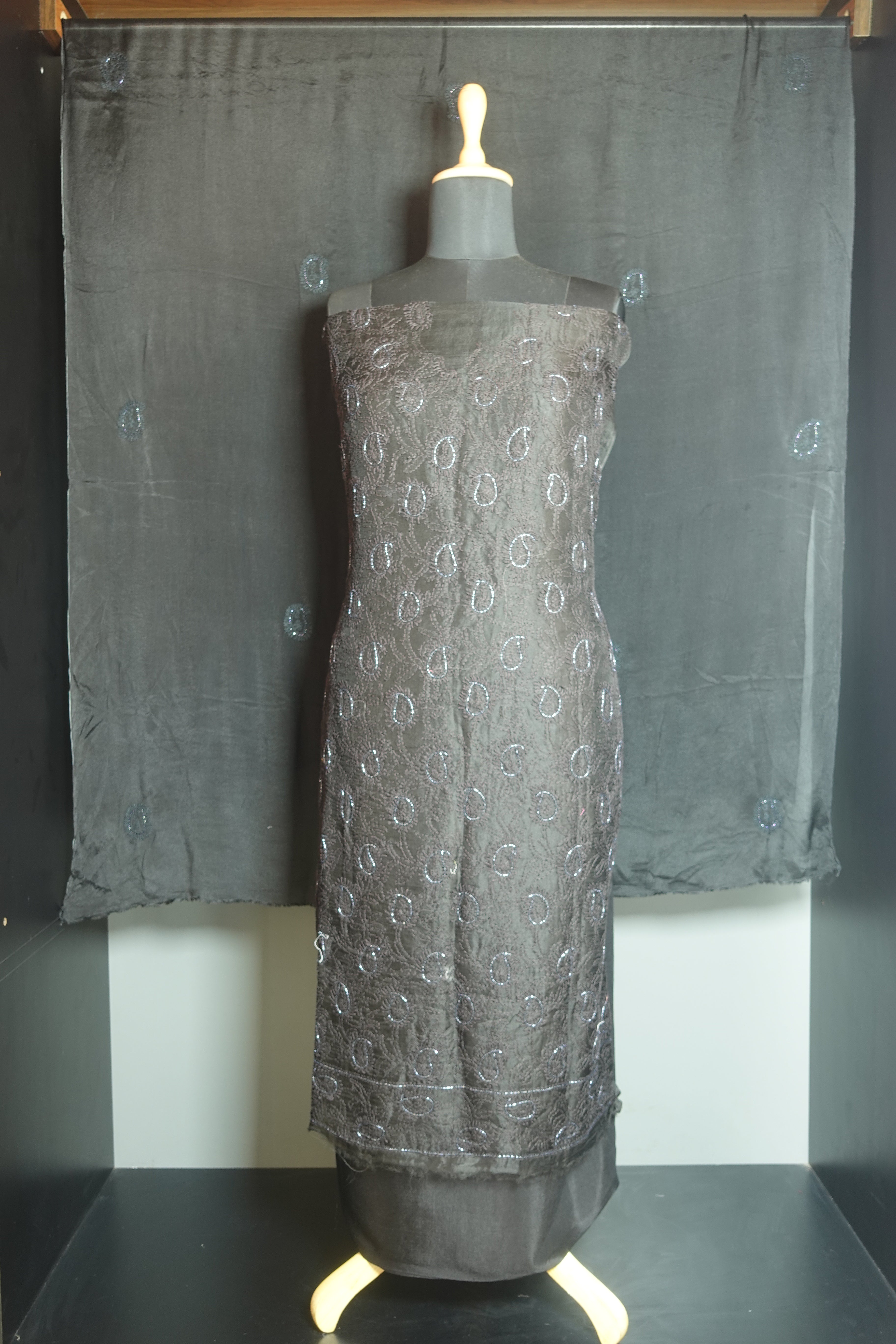 Hand Embroidery Tussar Silk Organza Salwar Set | SBS843