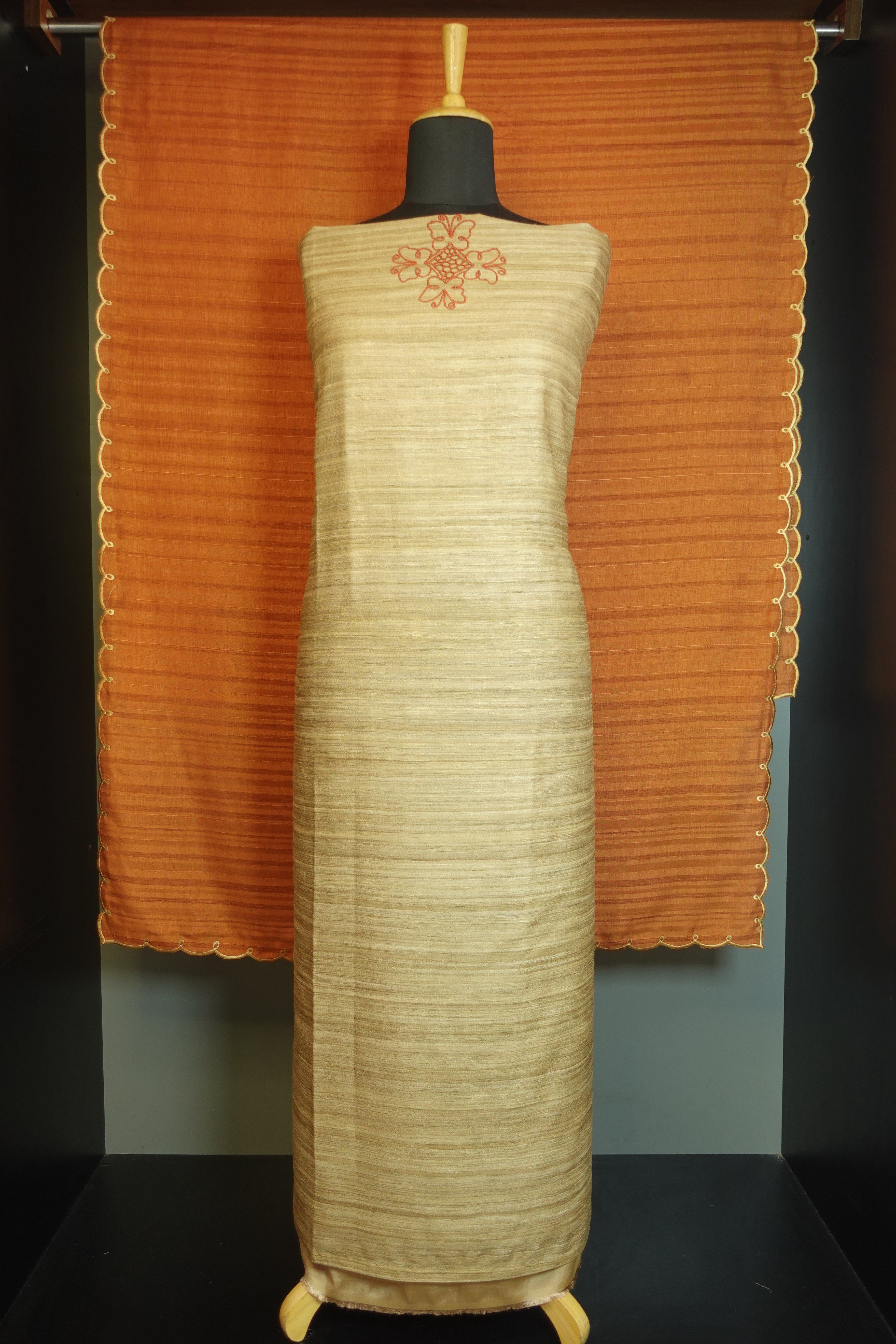 Twine Cutwork Geecha Tussar Salwar Set |  NJCL190