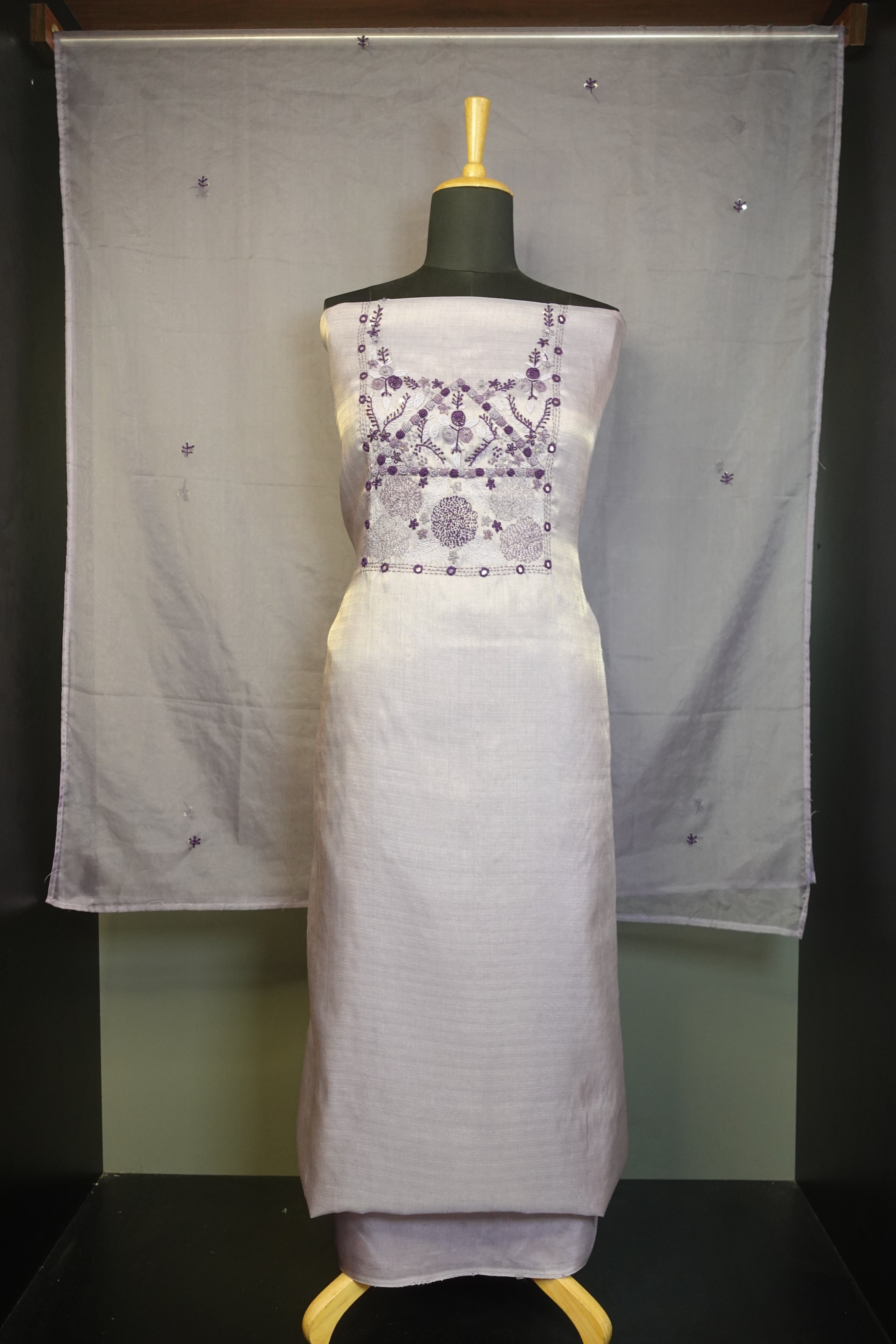 Floral Hand Embroidery Tissue Salwar Set | SBP147