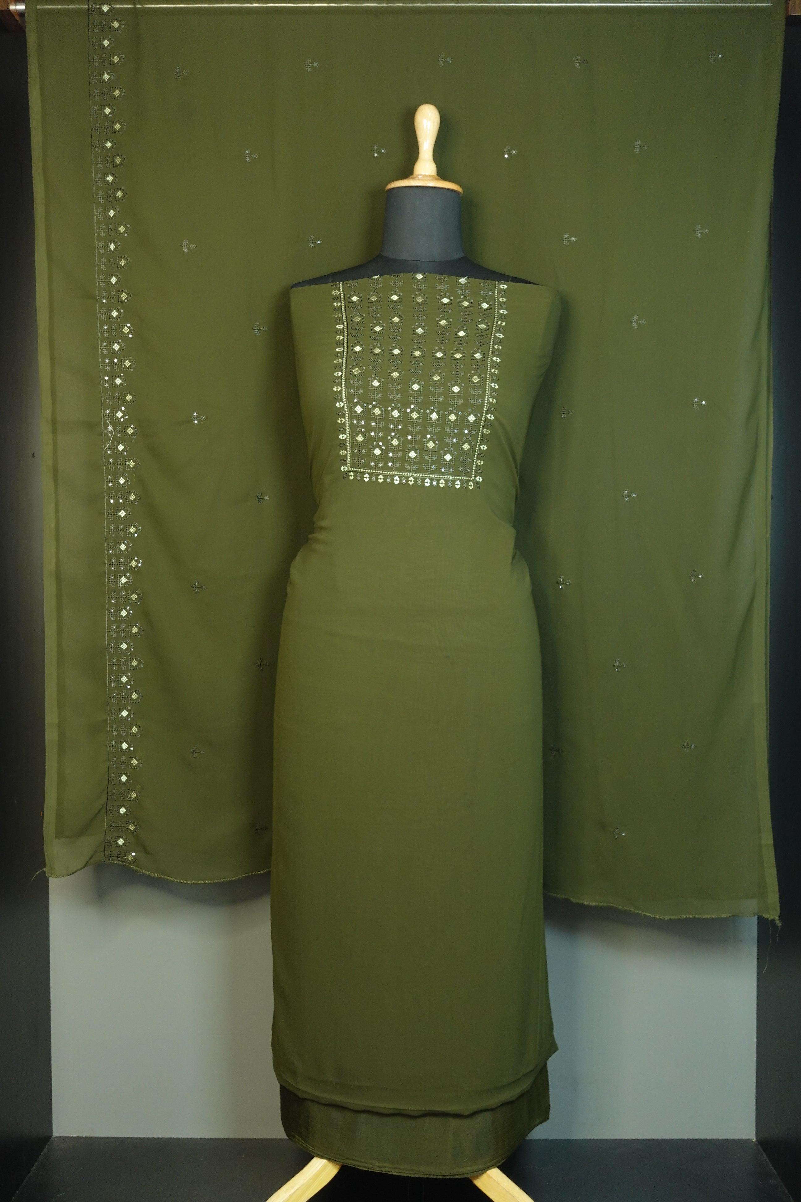 Cross Stitch Embroidery  Georgette Salwar Set | YH161