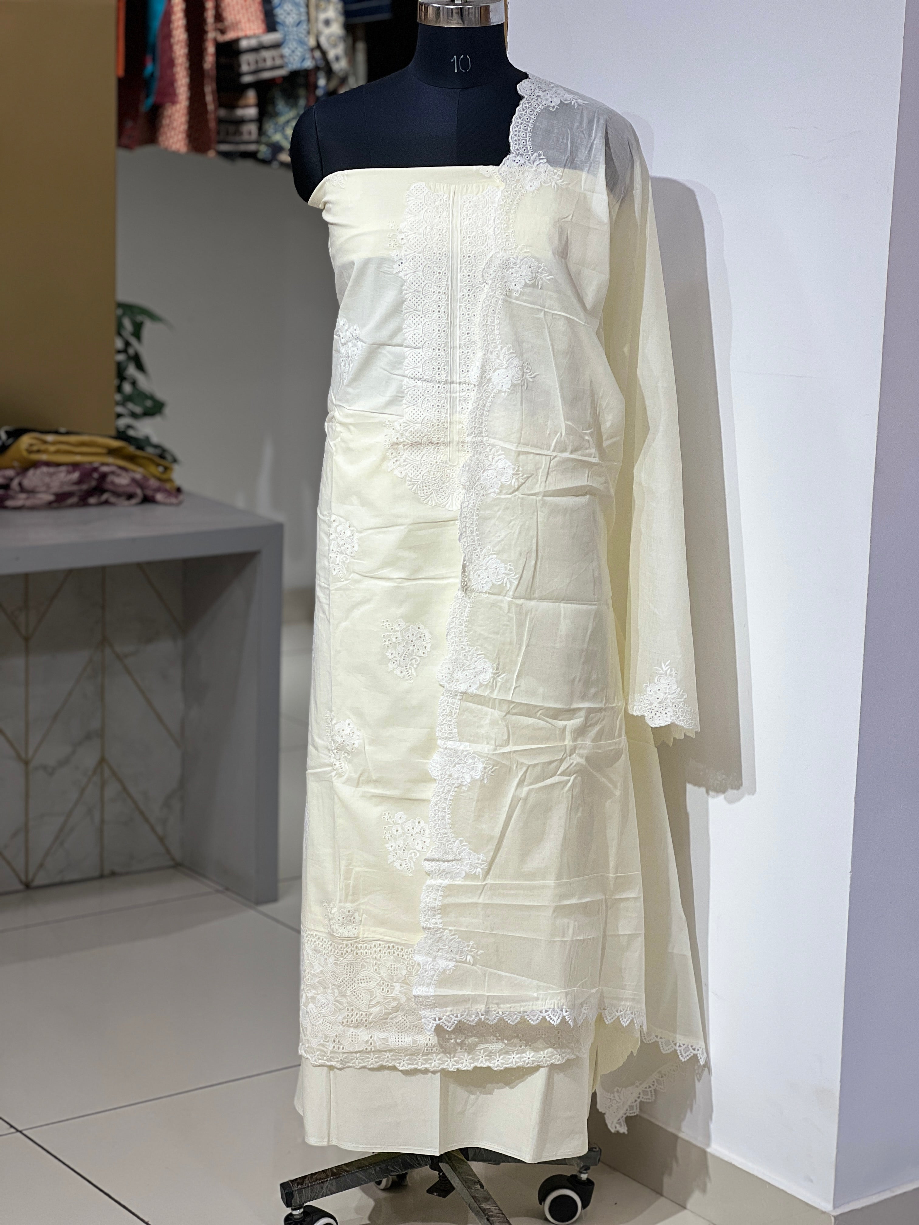 Floral Embroidery Detailed Cambric Cotton Salwar Set | GE111