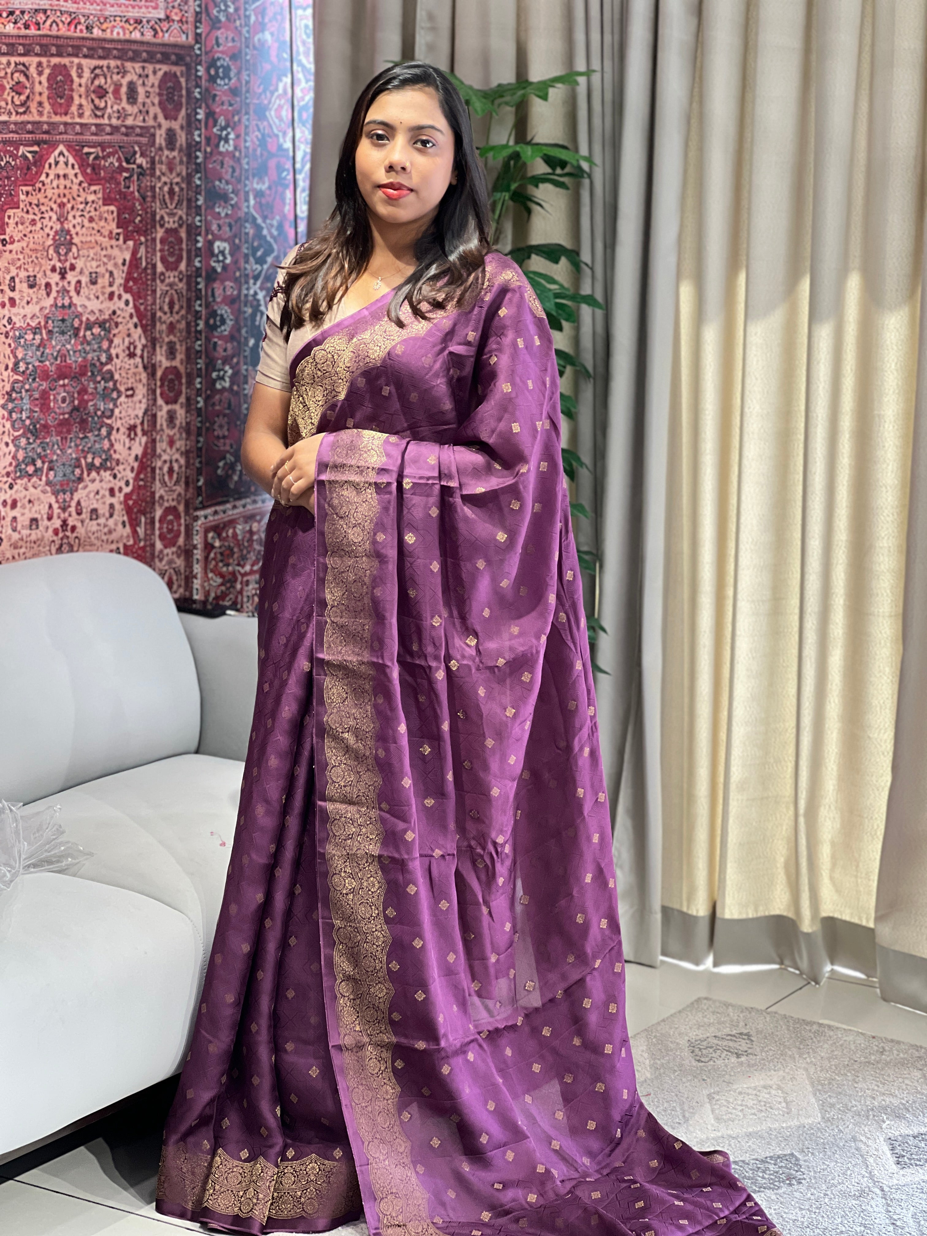 Golden Zari Woven Banarasi Silk Saree | YNG706