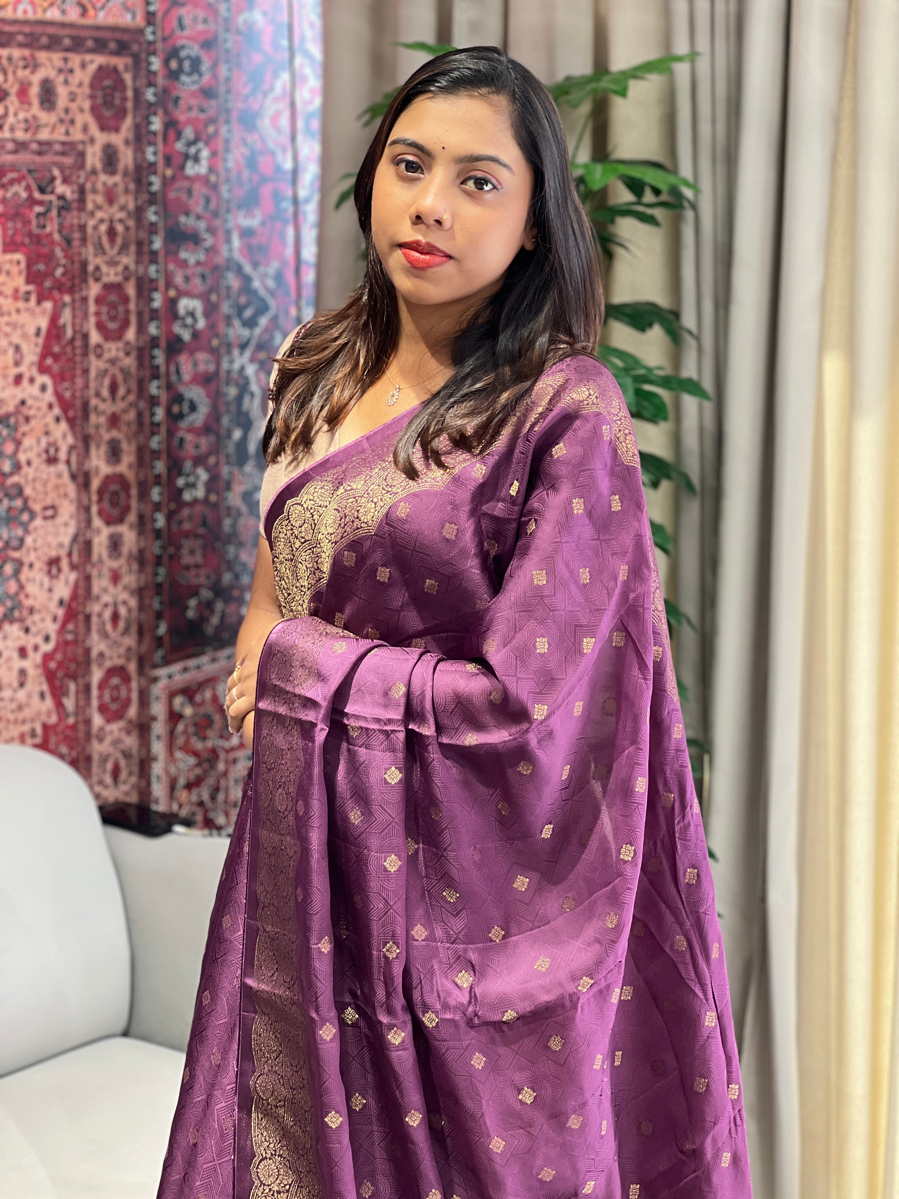 Golden Zari Woven Banarasi Silk Saree | YNG706