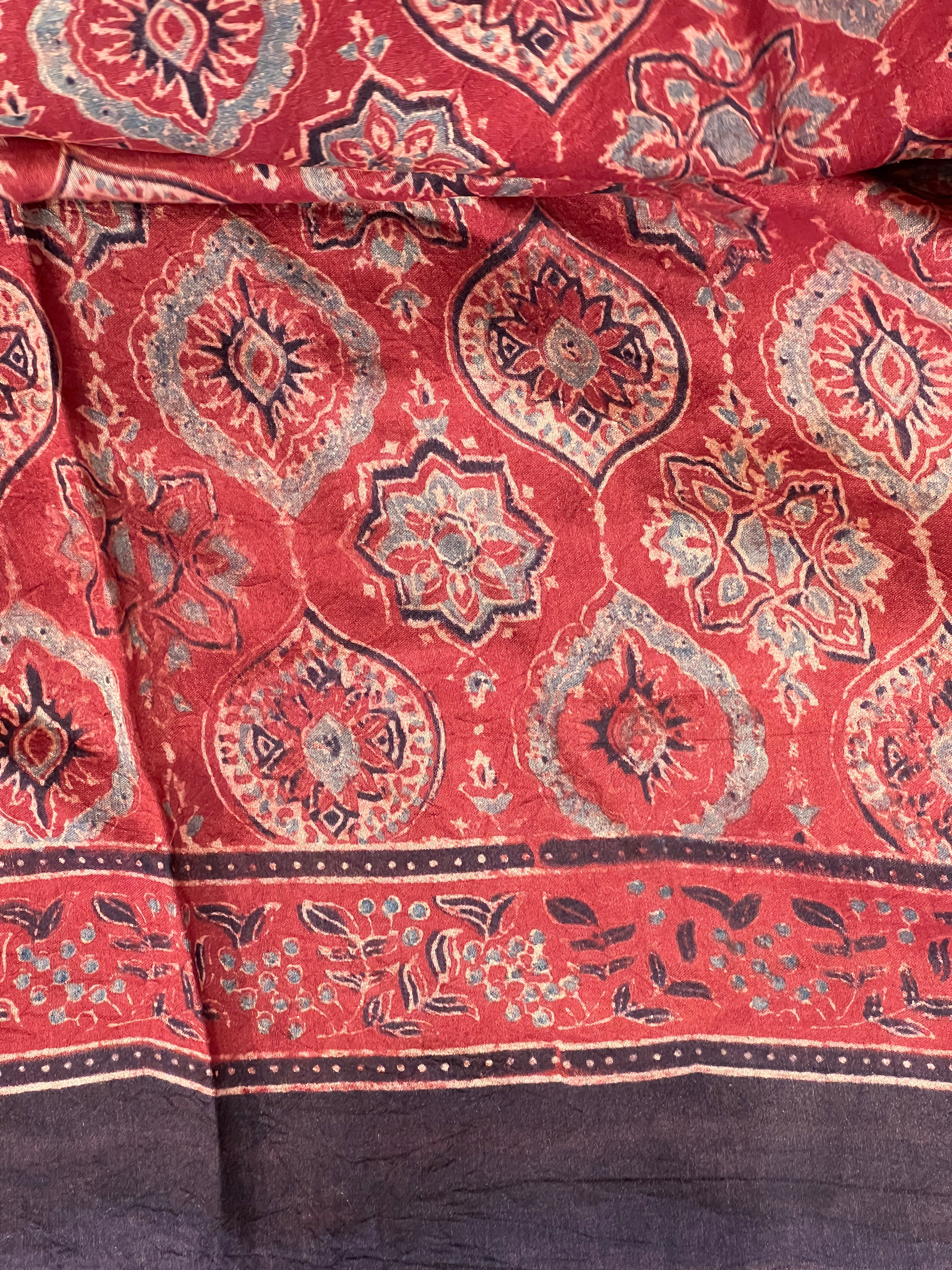 Bandhani & Ajrakh Detailed Pure Silk Saree | YNG757