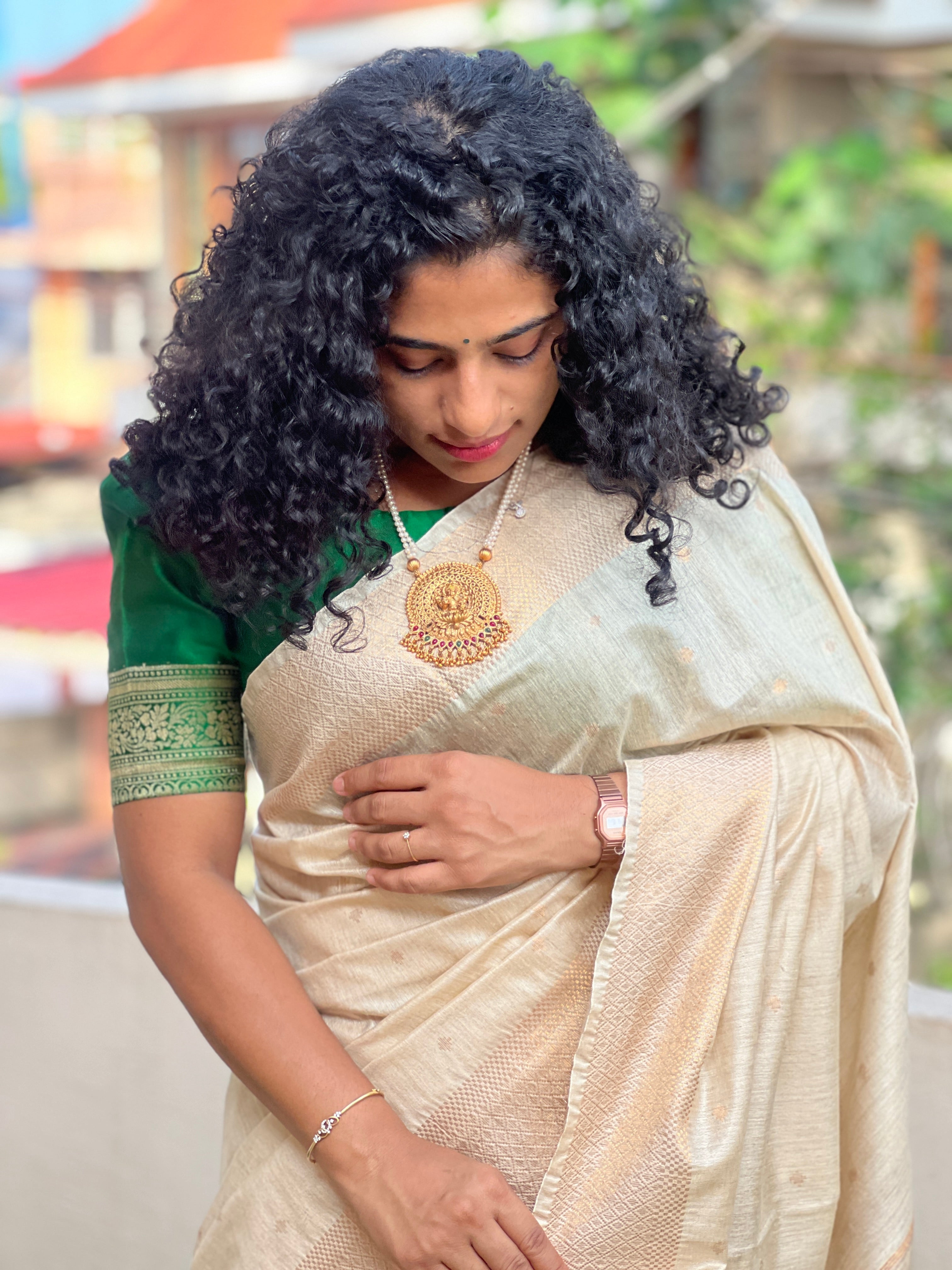 Mangalgiri Border Pattern Semi Tussar Saree | SK276