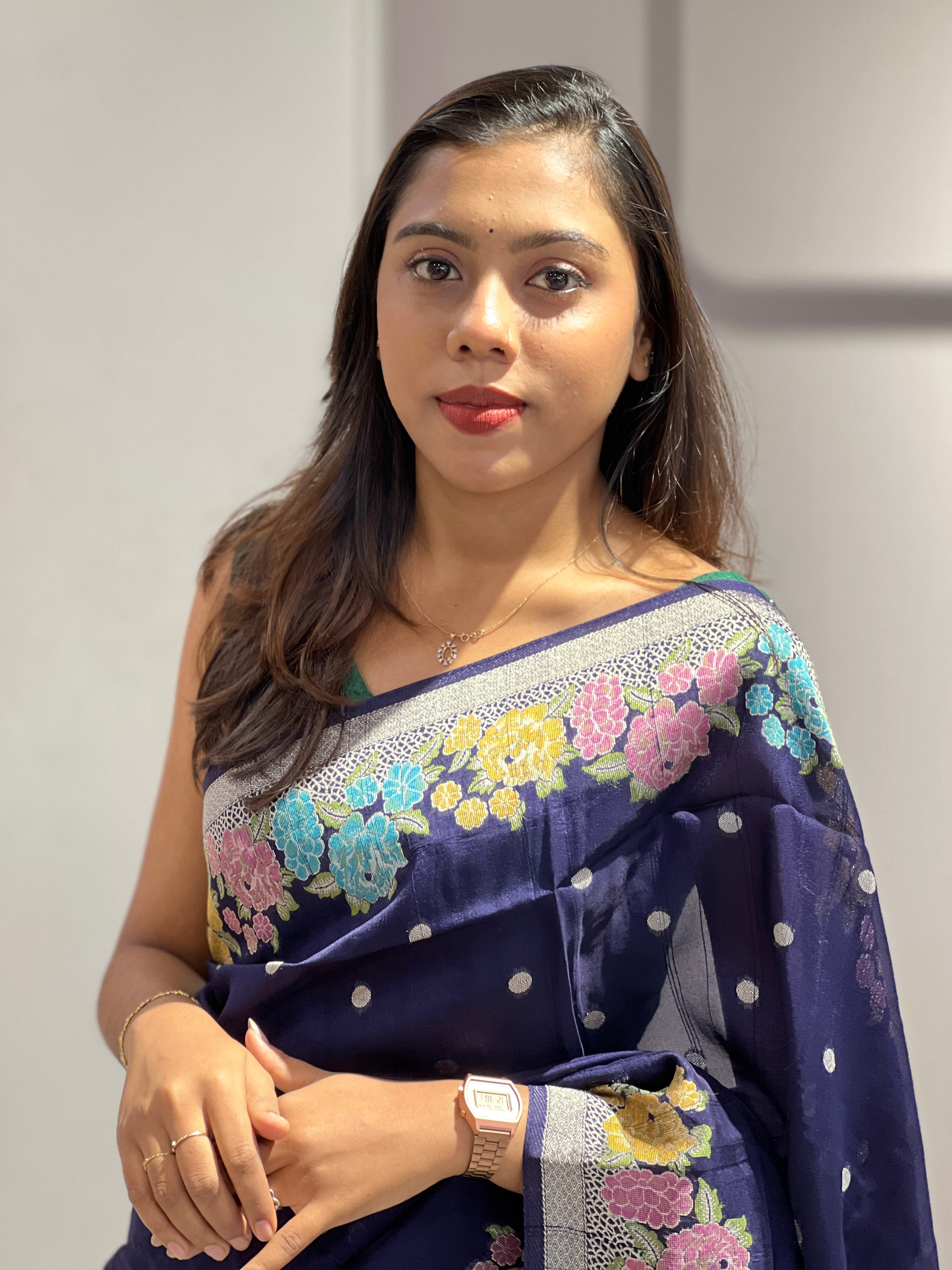 Silver Zari Buta Detailed Banarasi Silk Saree  | YNG794