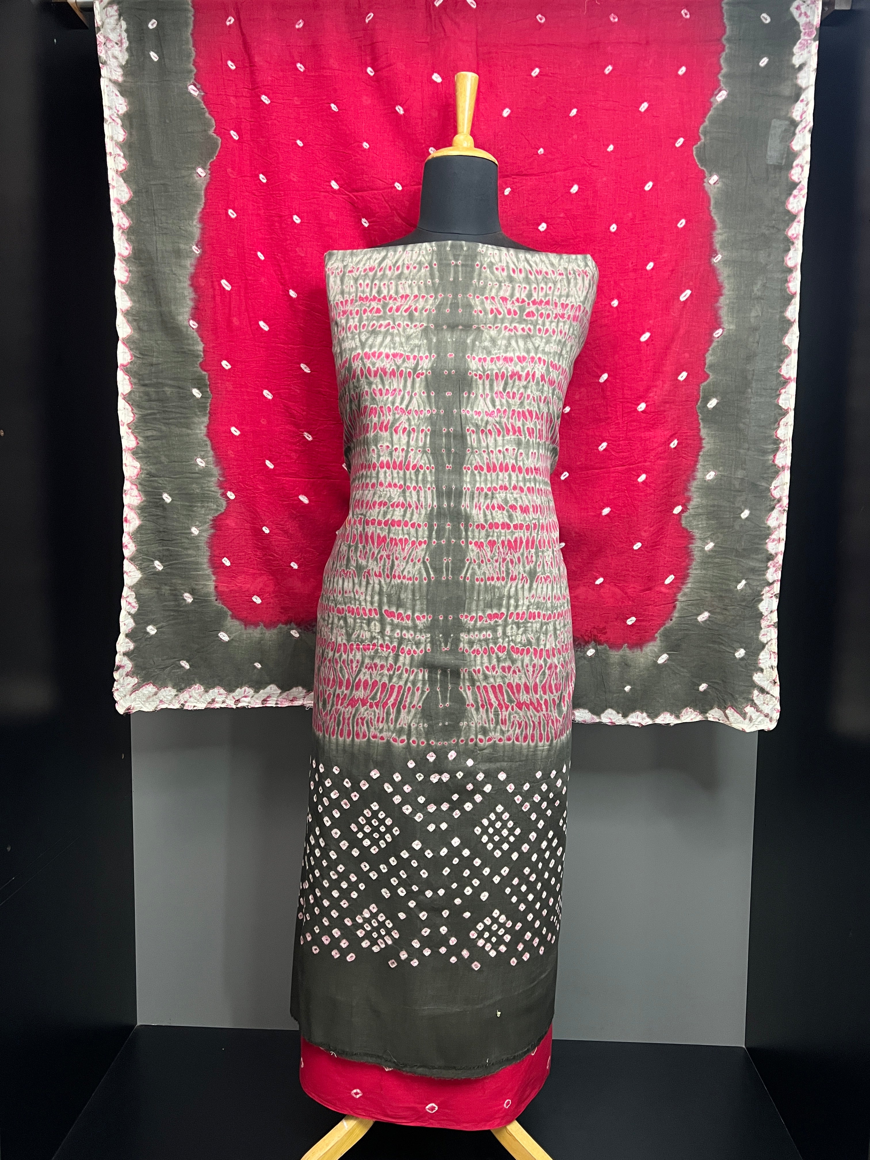 Shibori Tie and Dye Patterned Cotton Salwar Set | JT187