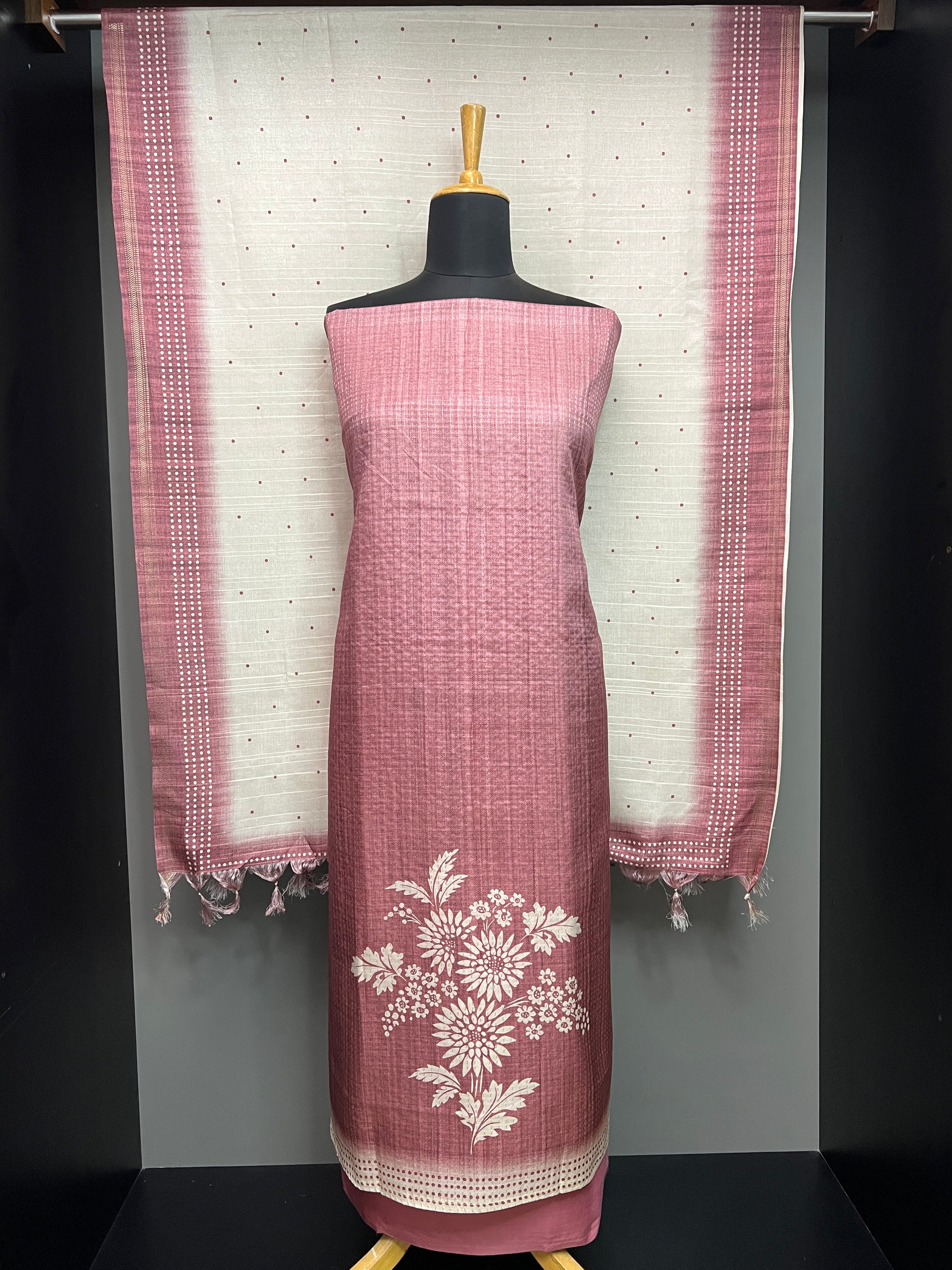 Floral Placement Detailed Semi Tussar Salwar Set | SP342