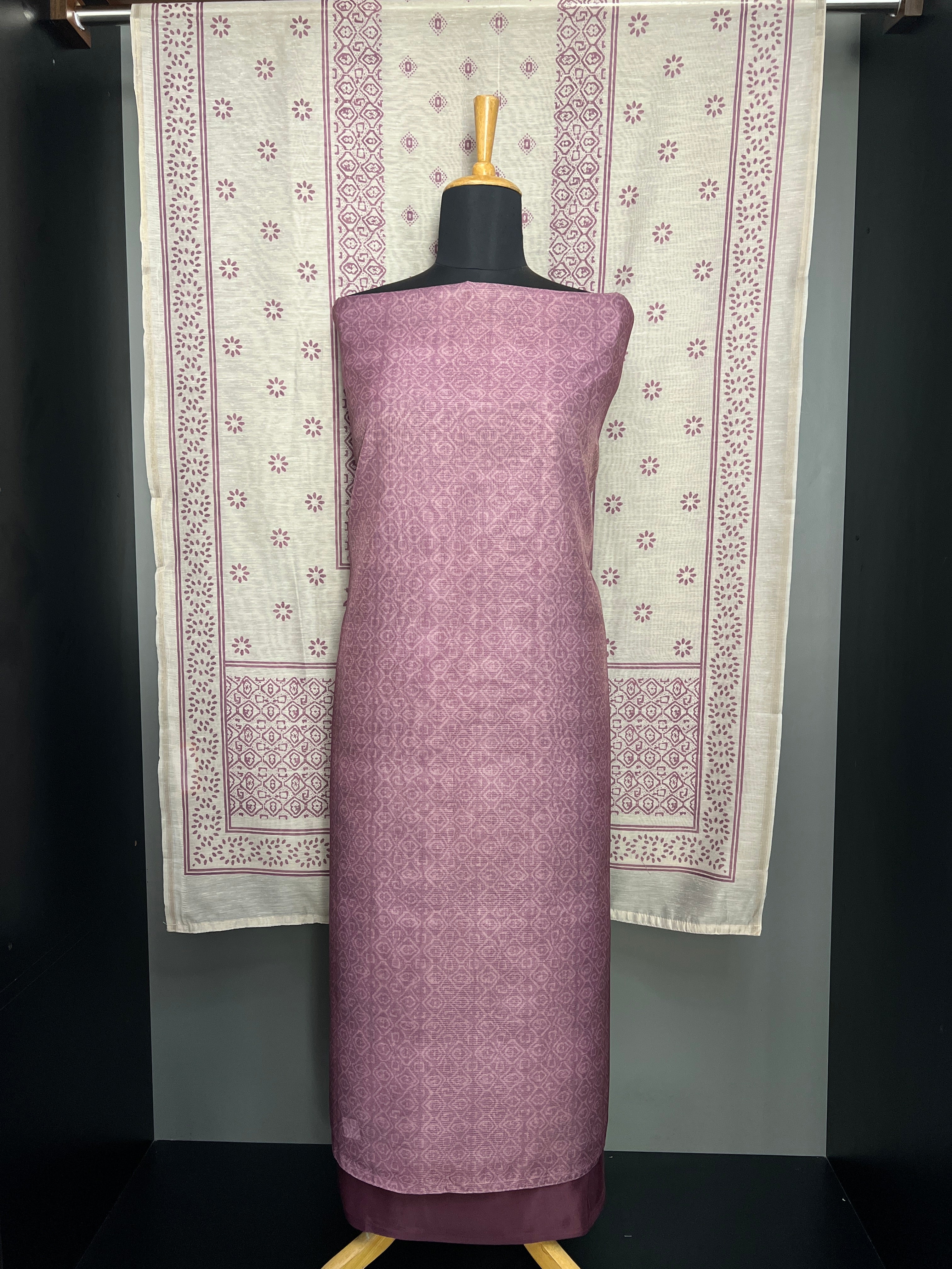 Self Printed Semi Chanderi Salwar Set | SP356