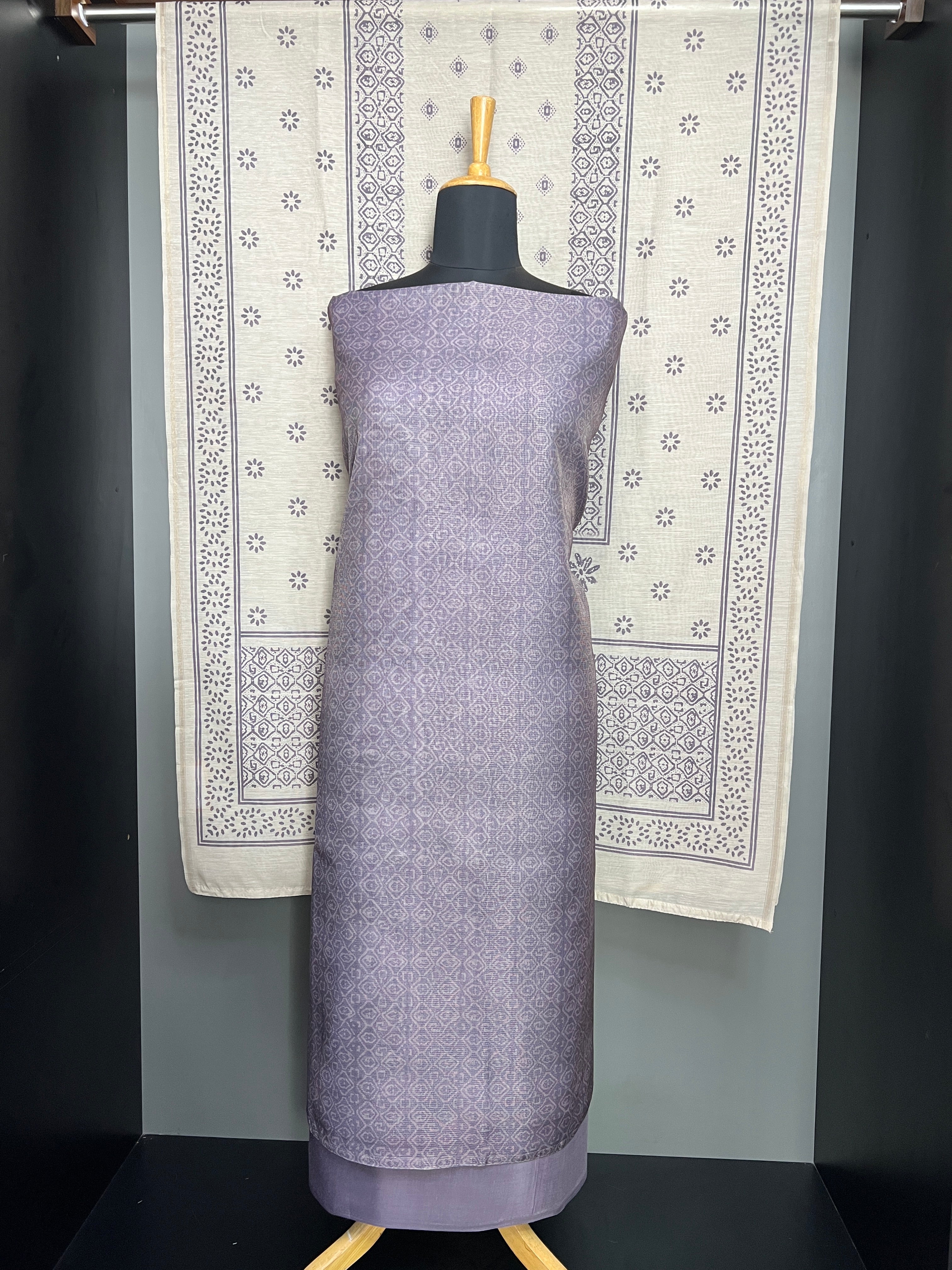 Floral Printed Semi Chanderi Salwar Set | SP354