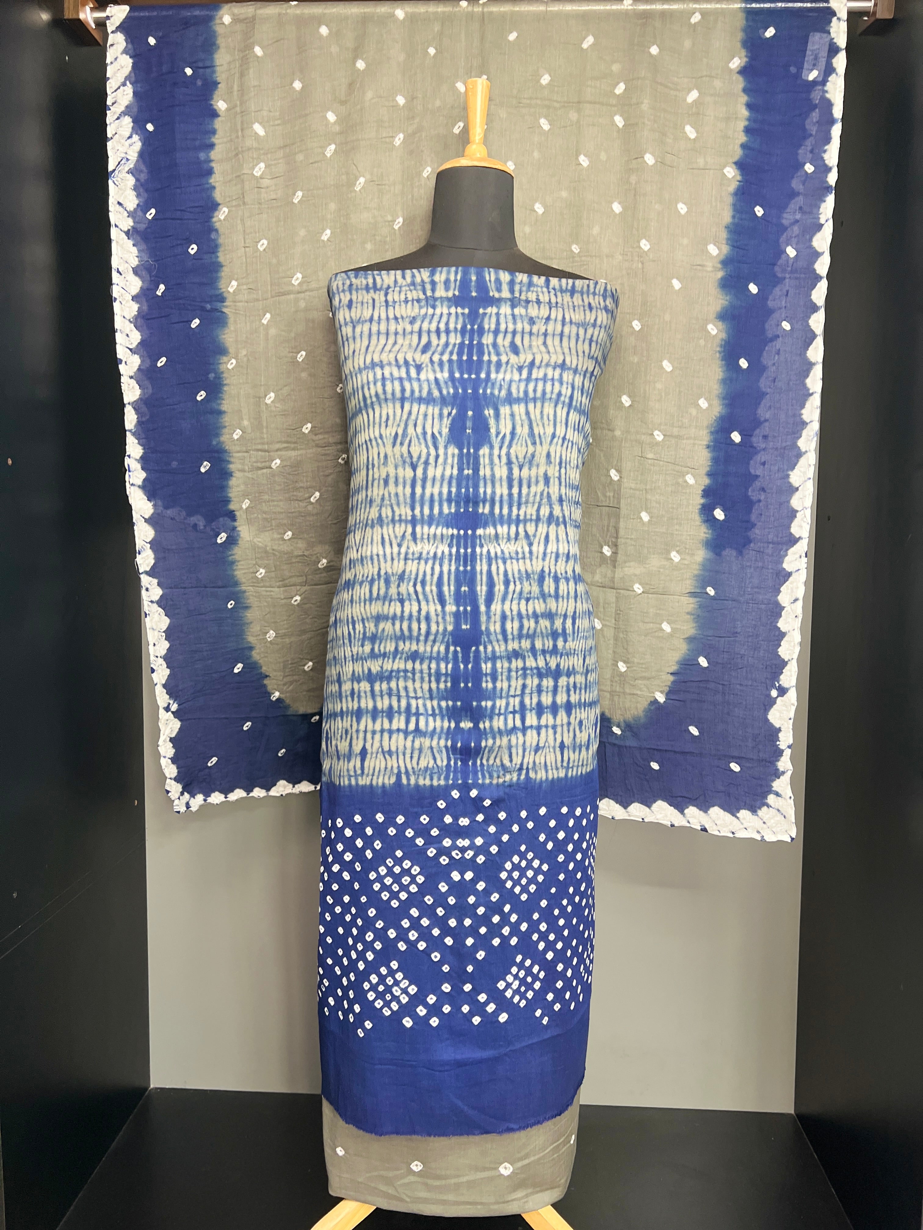 Shibori Tie and Dye Patterned Cotton Salwar Set | JT188