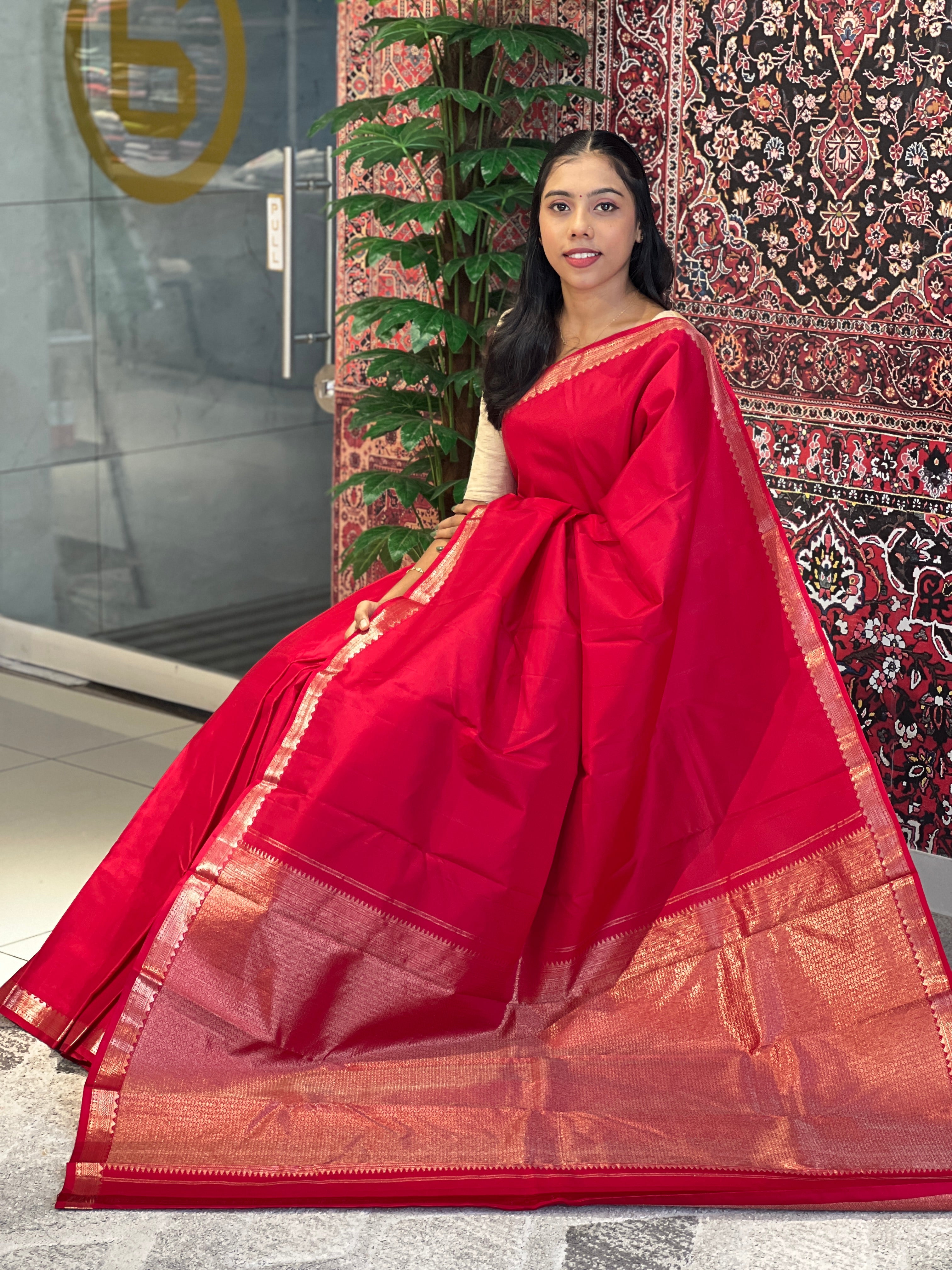 Thin Temple Border Detailed Handloom Kanchipuram Saree | OM194