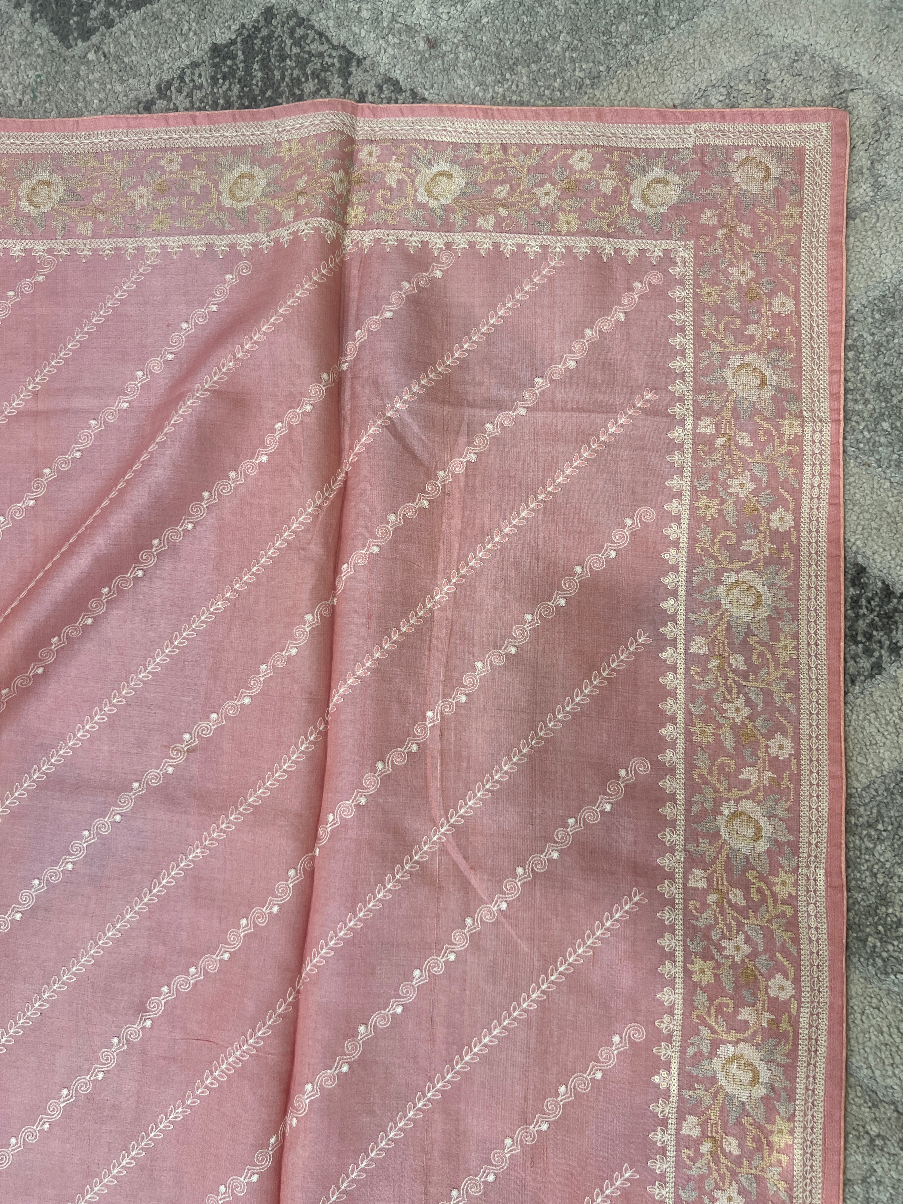Machine Embroidered Soft Desi Tussar Saree | RGD471