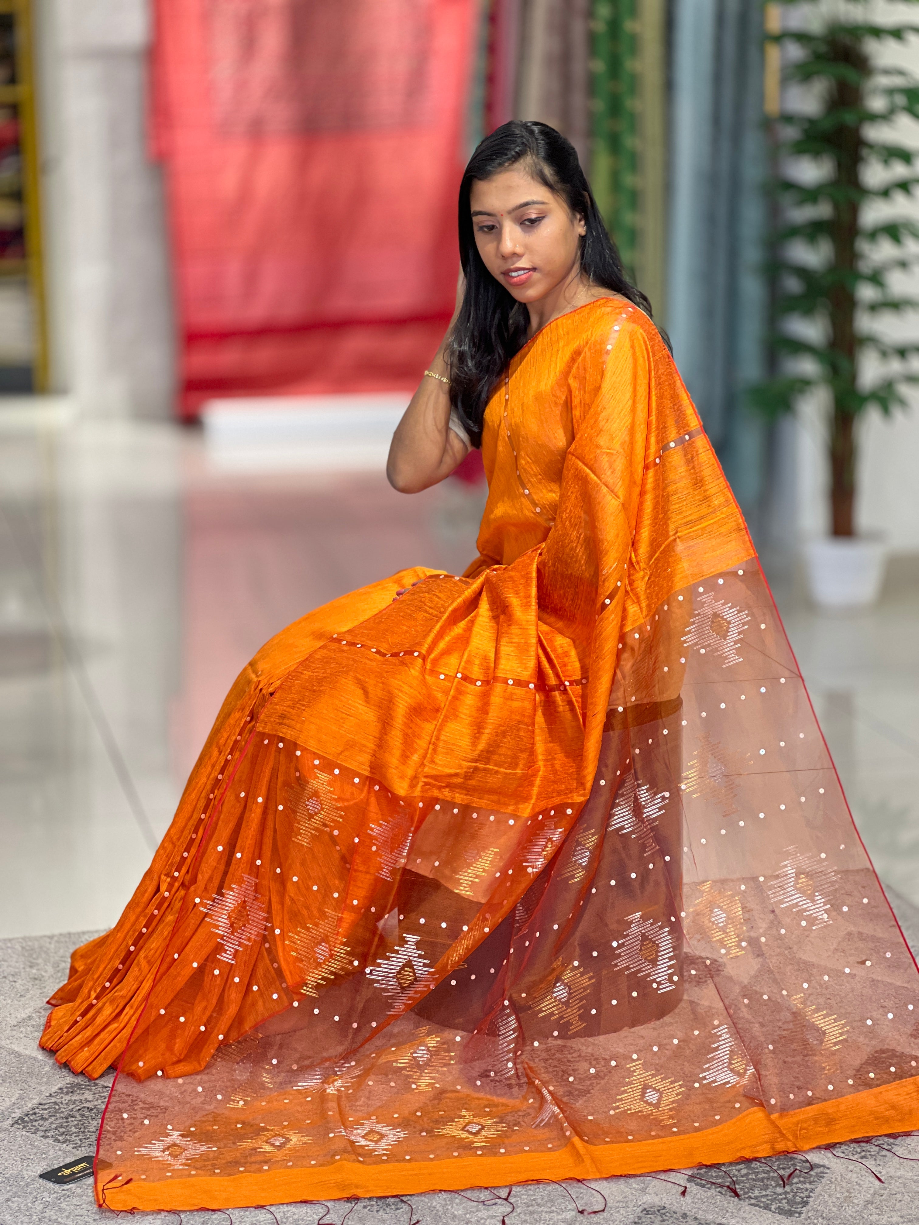 Sequence With Jamdani Detailed Tussar Saree | RGD618