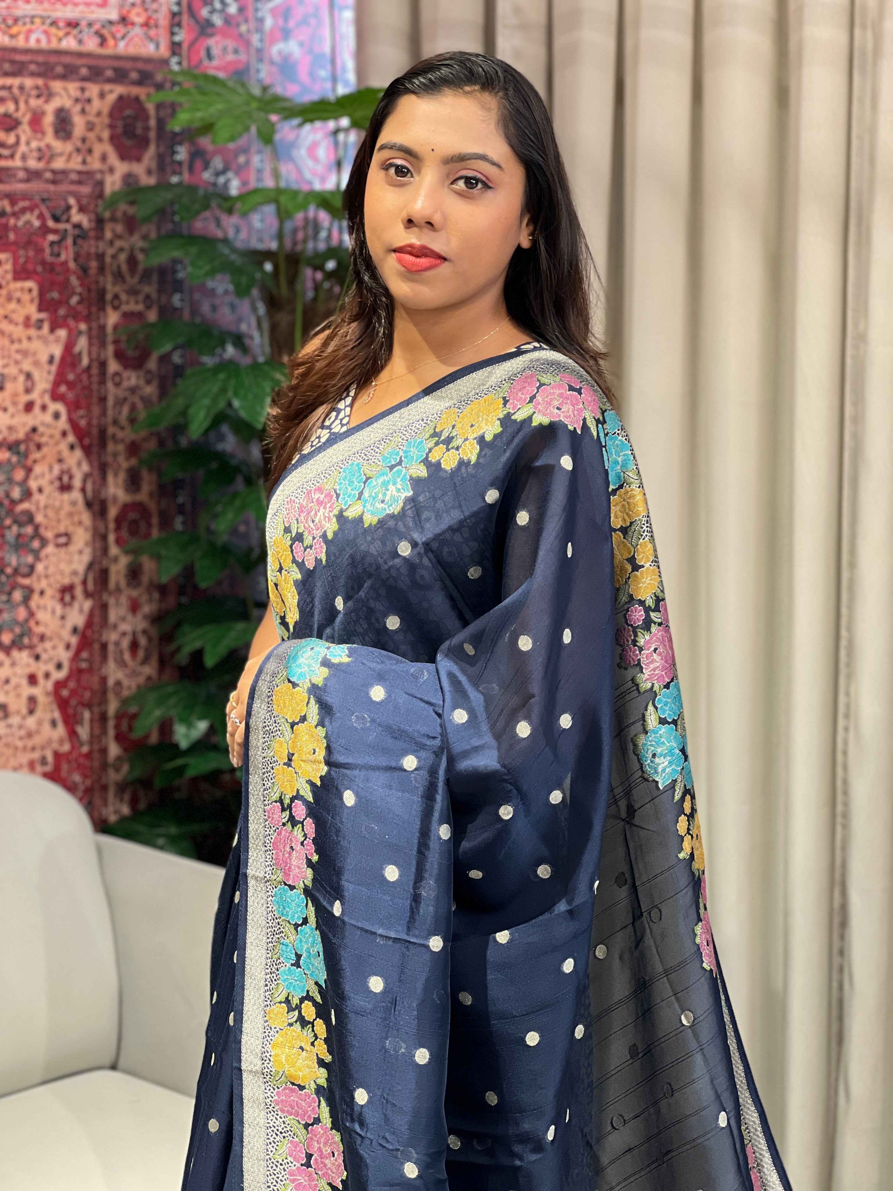 Silver Zari Buta Detailed Banarasi Silk Saree | YNG793