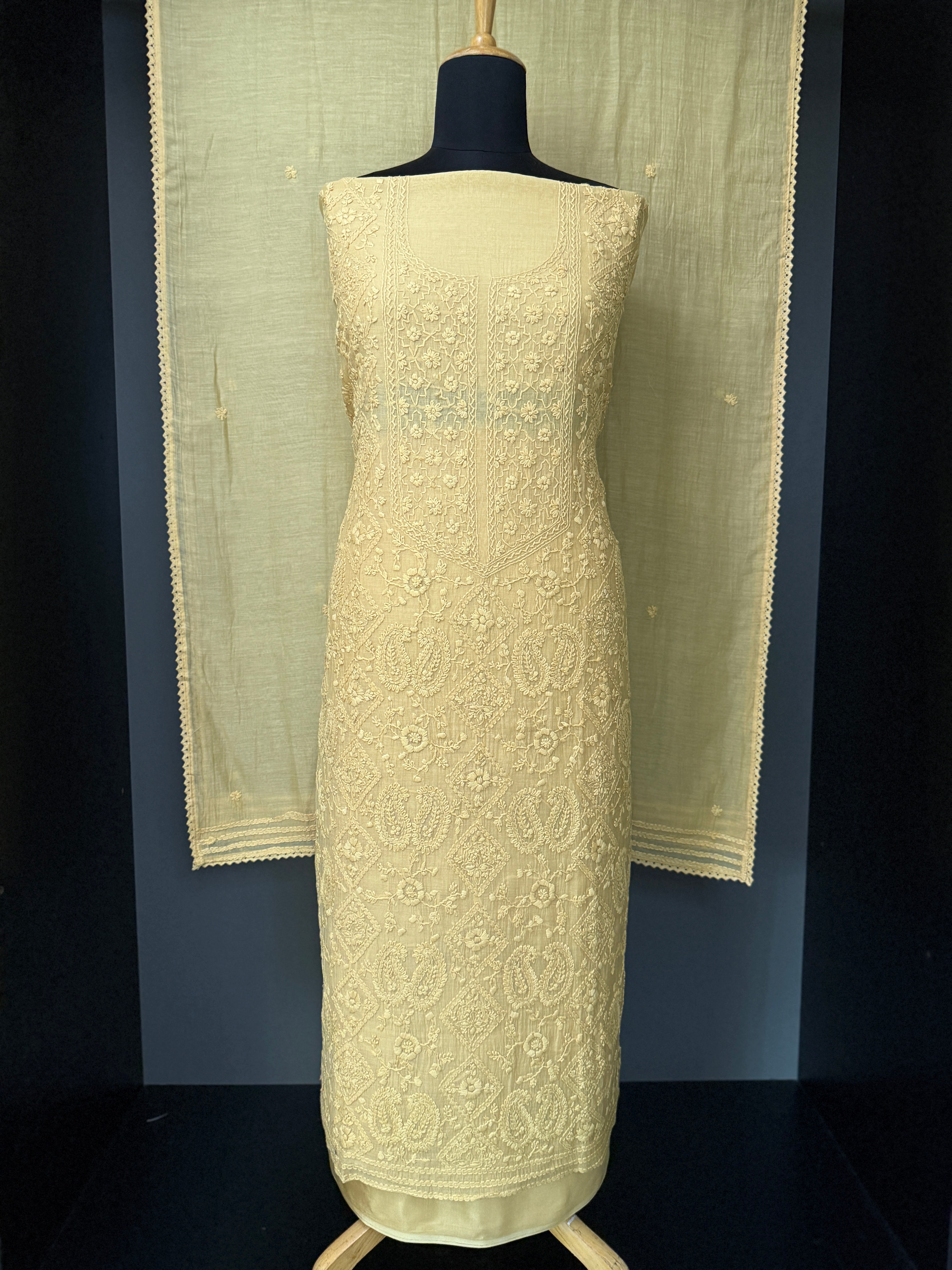 Chikankari Embroiderd Chanderi Salwar Set | BLD1001