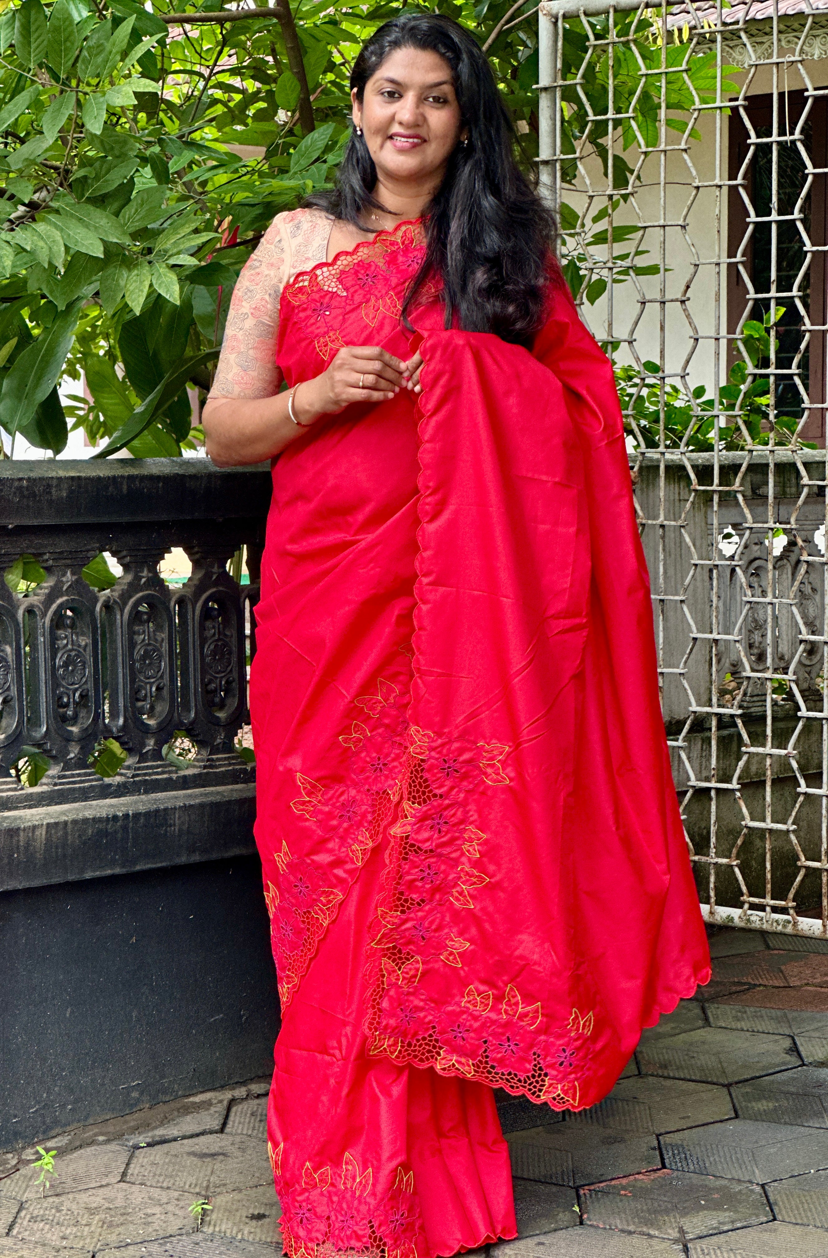 Twine Cut Work Placement Detailed Soft Silk Saree | TC404