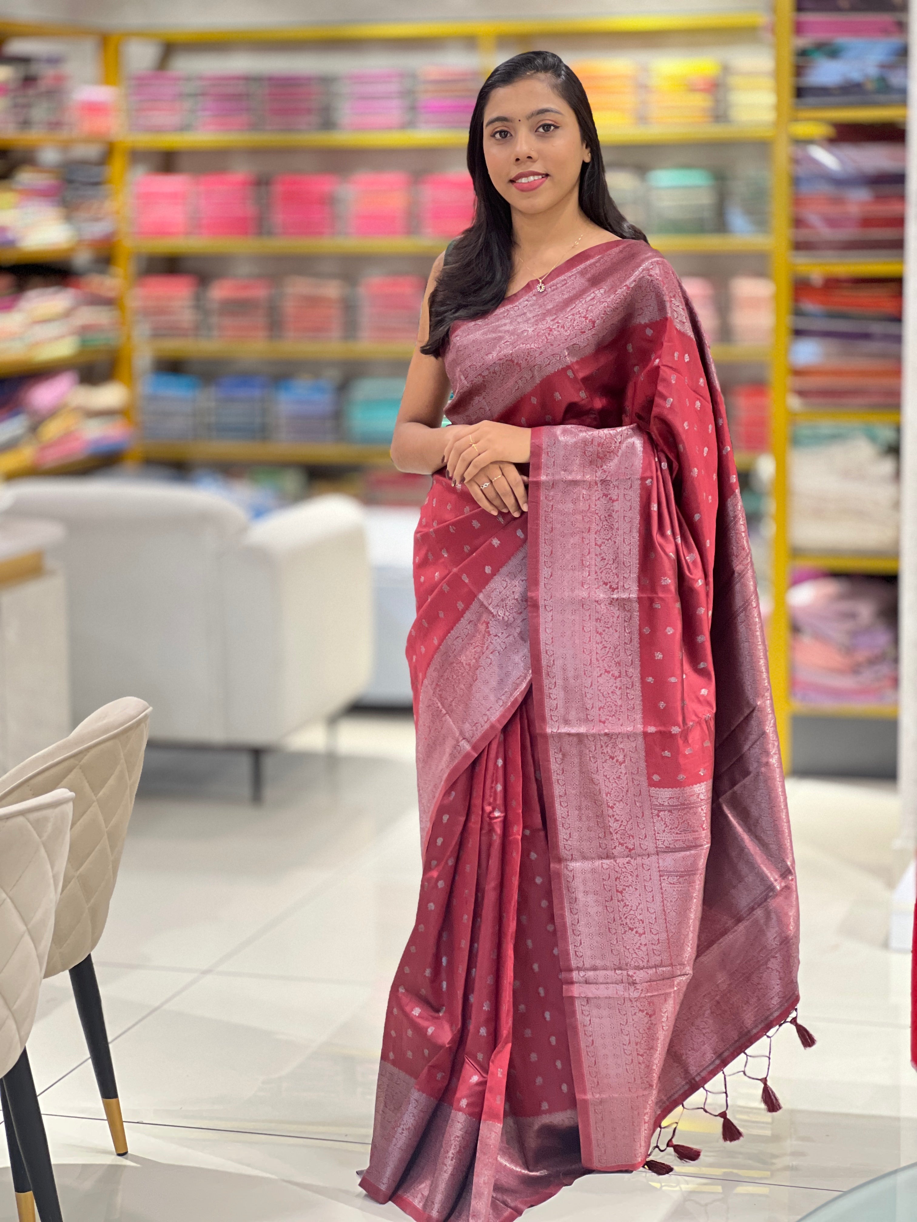 Traditional Buta Weaving Patterned Semi Silk Saree | HT167