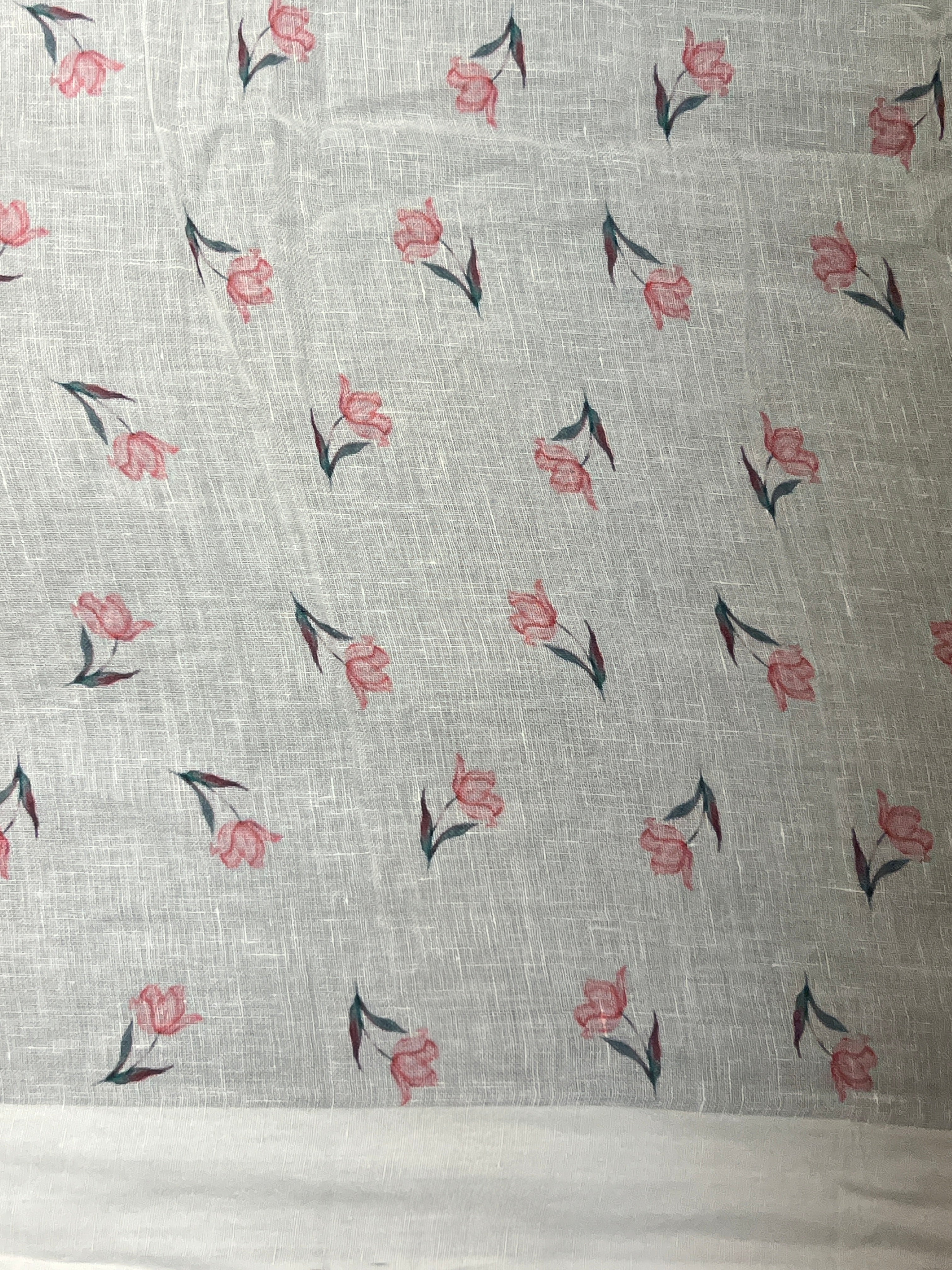 Floral Digital Print Detailed Linen Saree | MR397