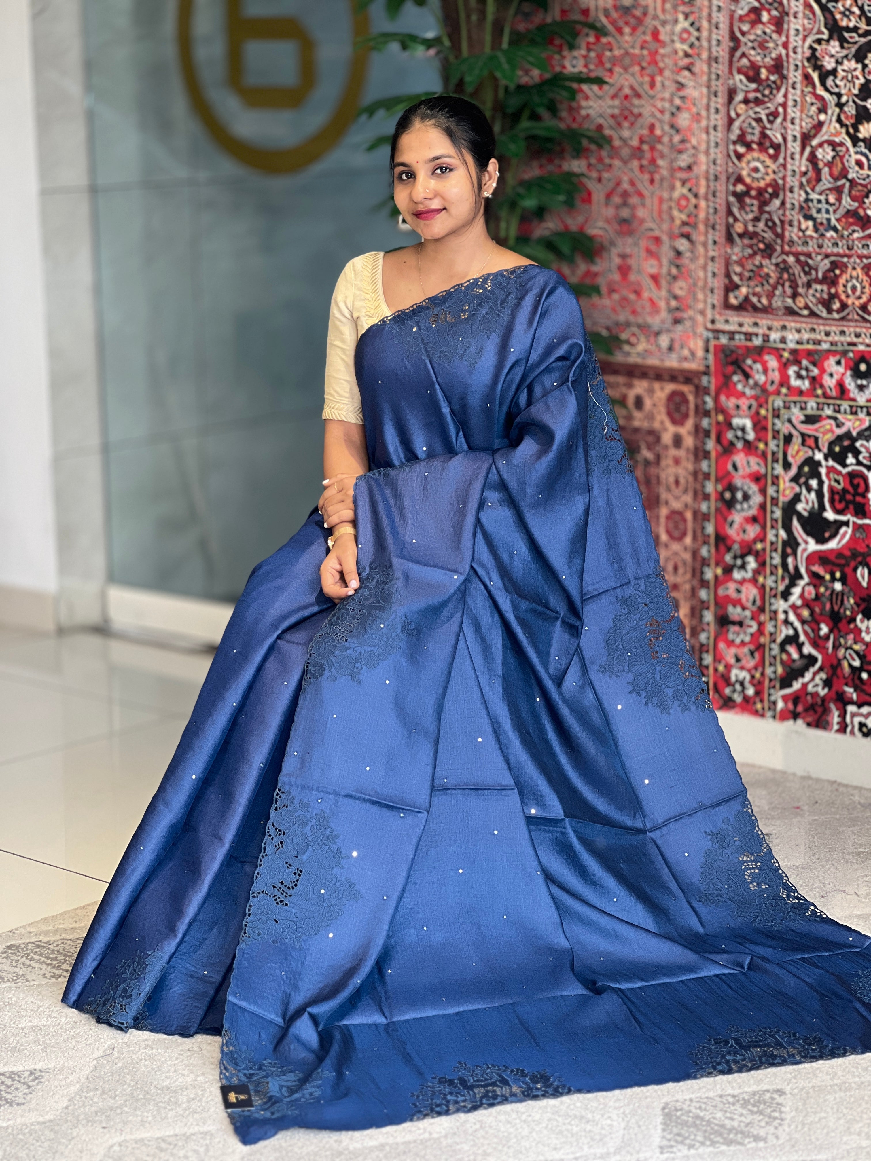 Cut Work With Pichwai Embroidery Detailed Pure Tussar Saree | RGD691