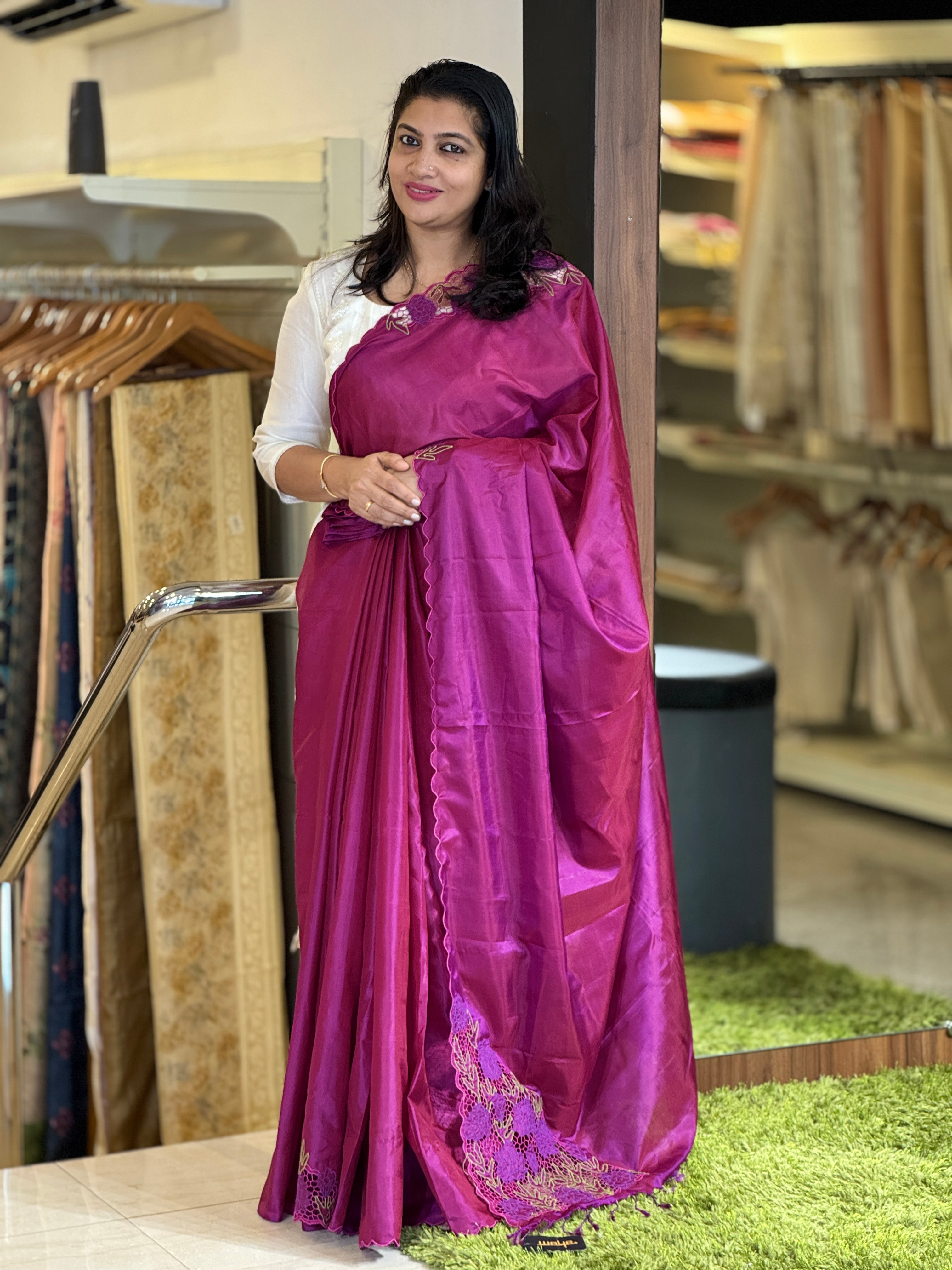 Twine Cutwork Placement Detailed Silk Saree | TC372