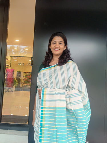 Line Weaving Kerala Cotton Saree (Without Blouse) | ONM2316