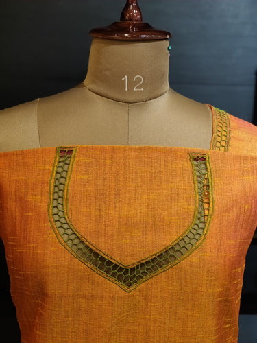 Semi Silk Twine Cutwork Kurta Material | TC178
