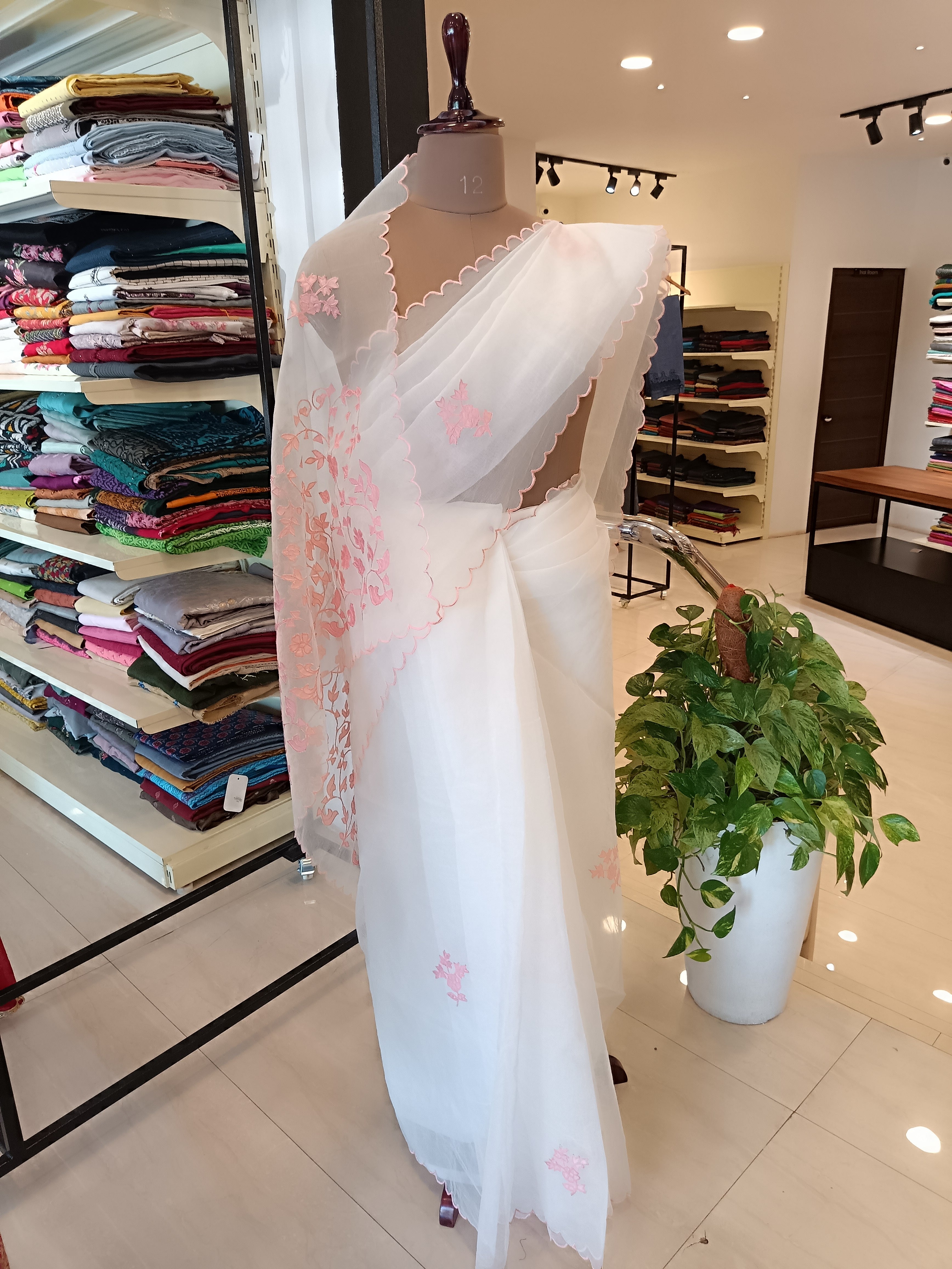 Applique Work Design Organza Saree | TOT134