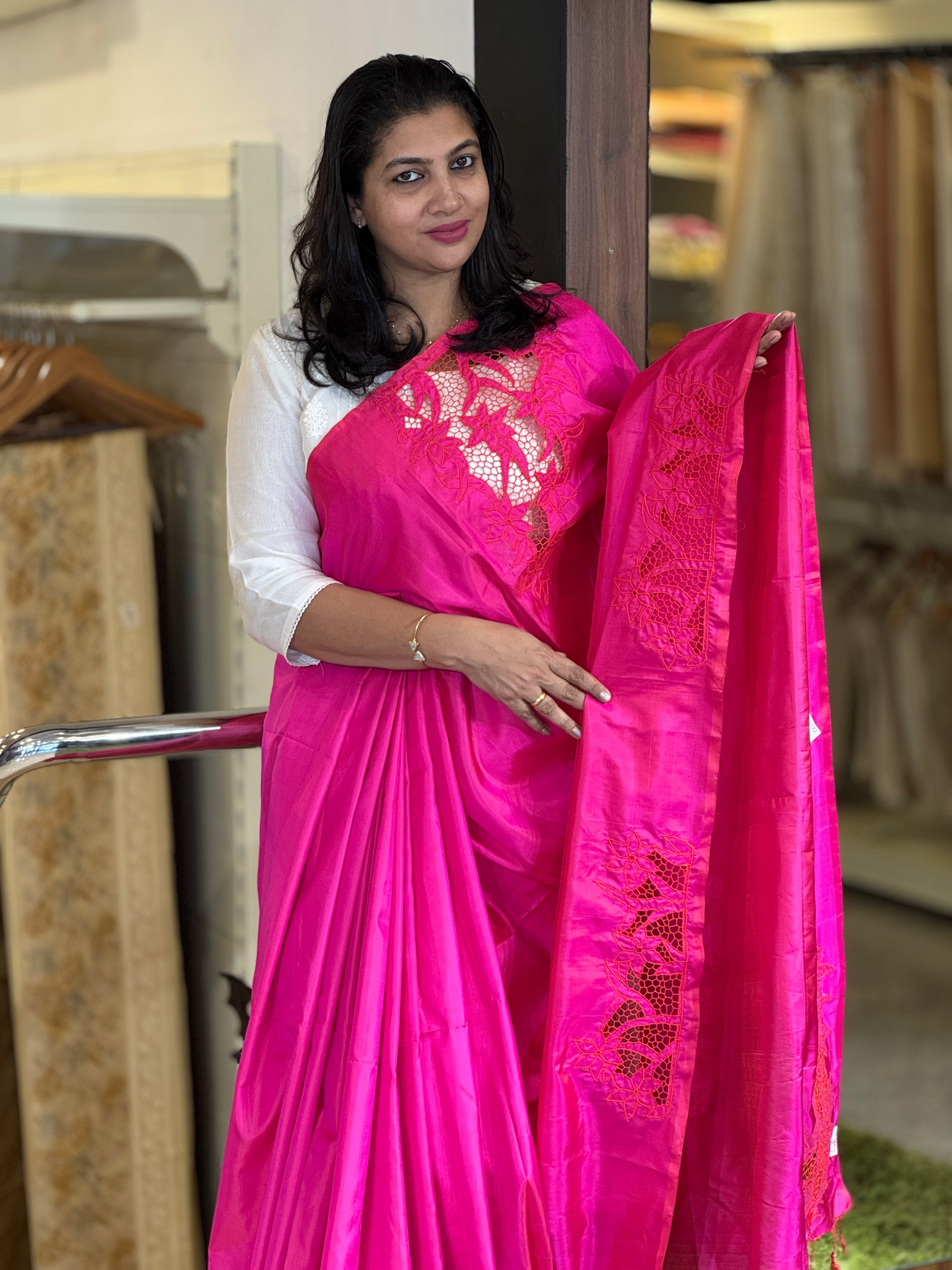 Twine Cutwork Placement Detailed Silk Saree | TC373