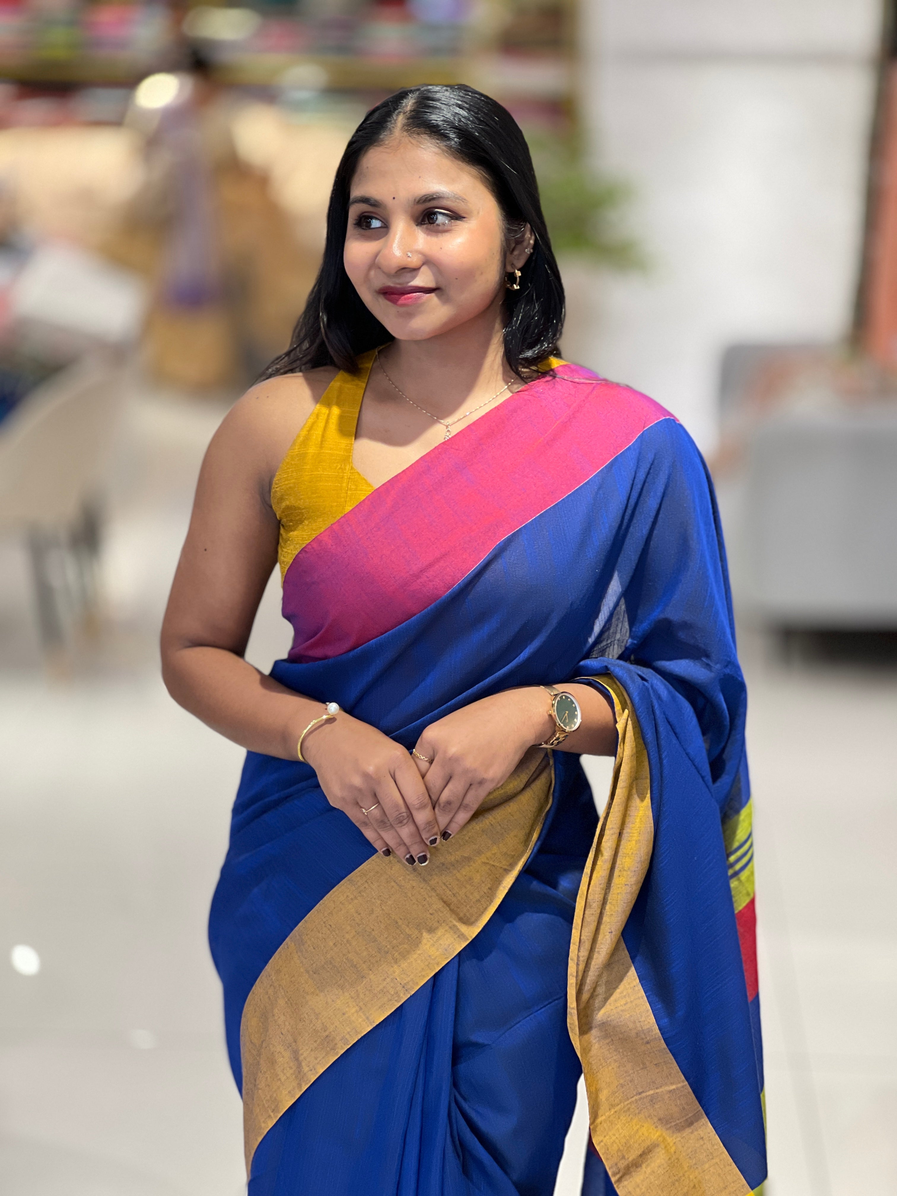 Ganga Yamuna Border Pattern Blended Cotton Saree | RP417