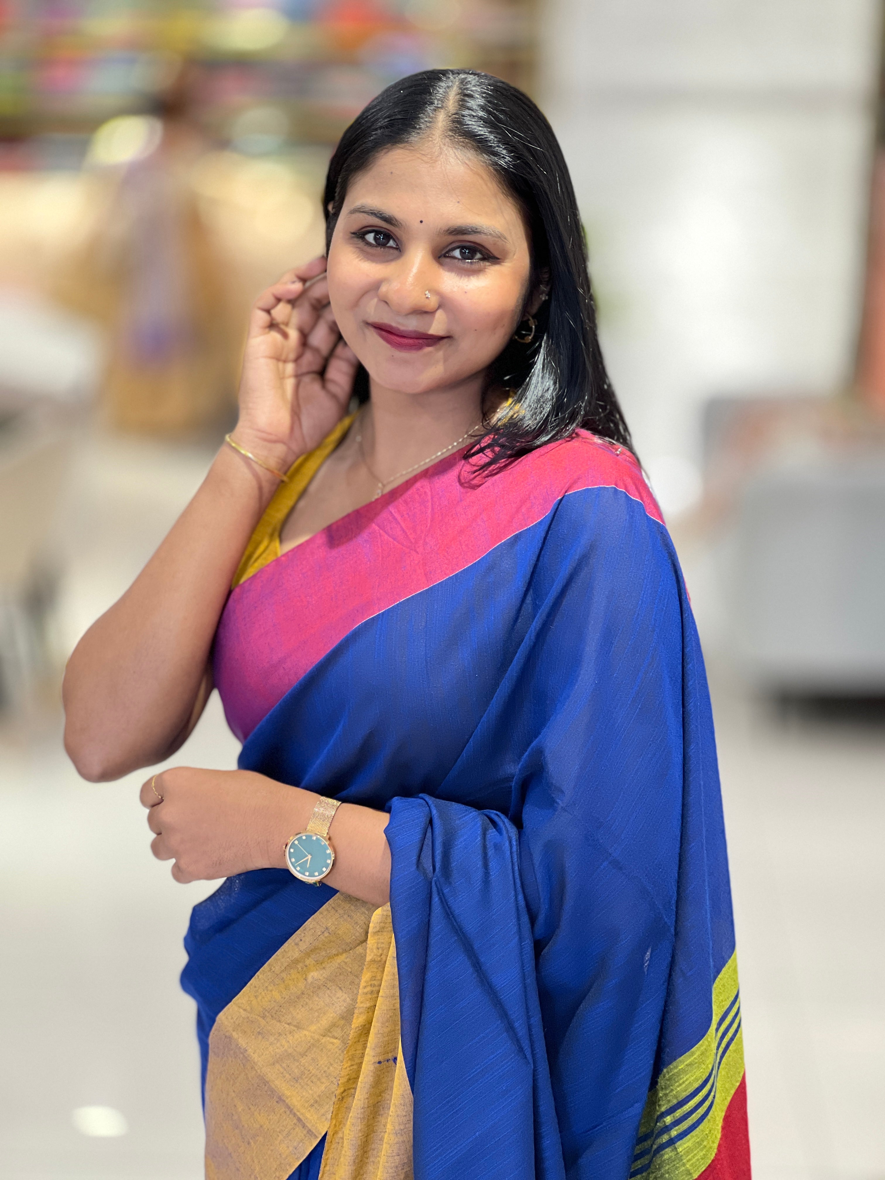 Ganga Yamuna Border Pattern Blended Cotton Saree | RP417