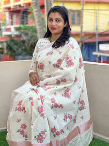Floral Digital Printed Kerala Cotton Saree | PF951