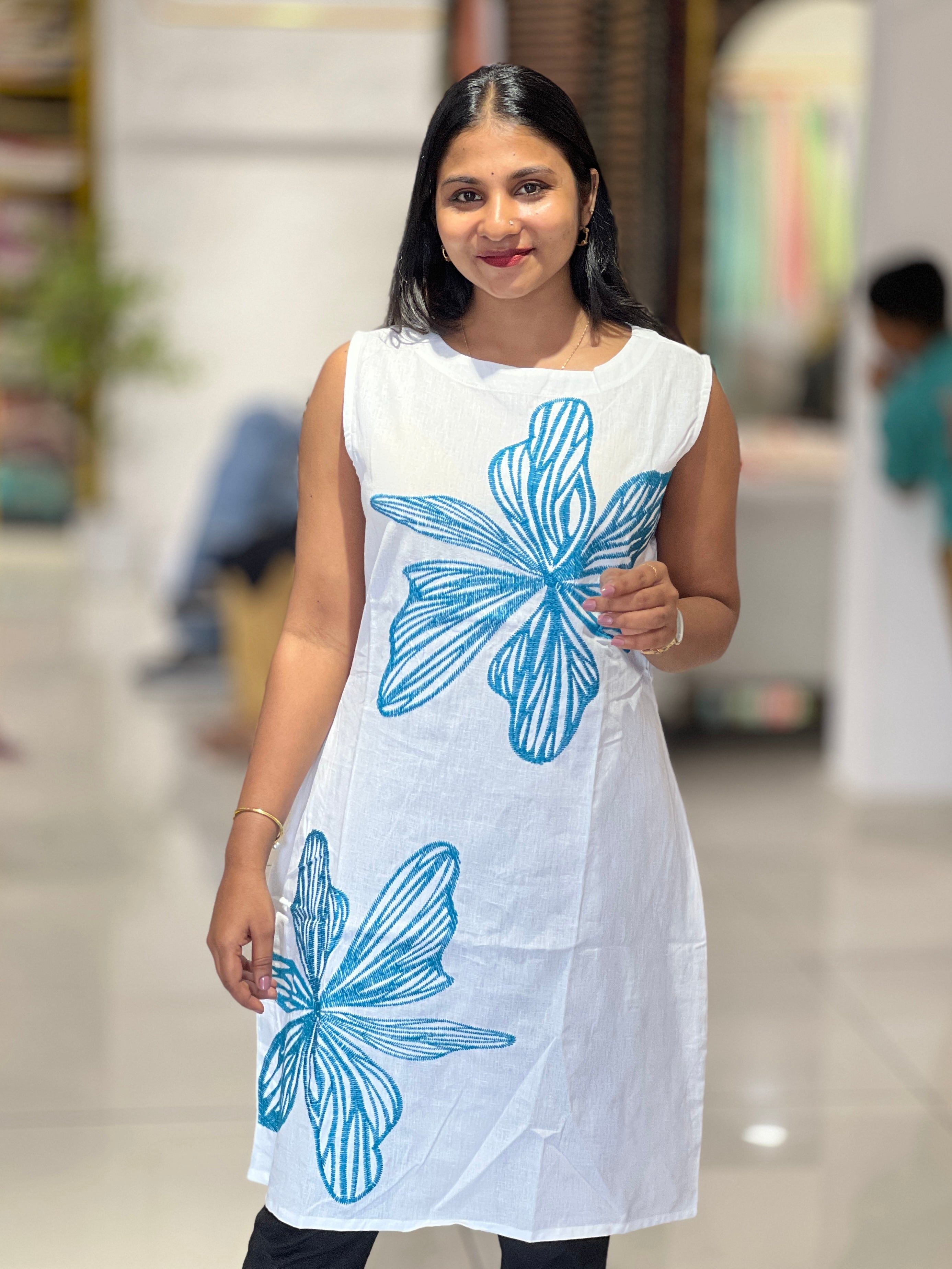 Floral Placement Detailed Rayon Kurta | PGI214