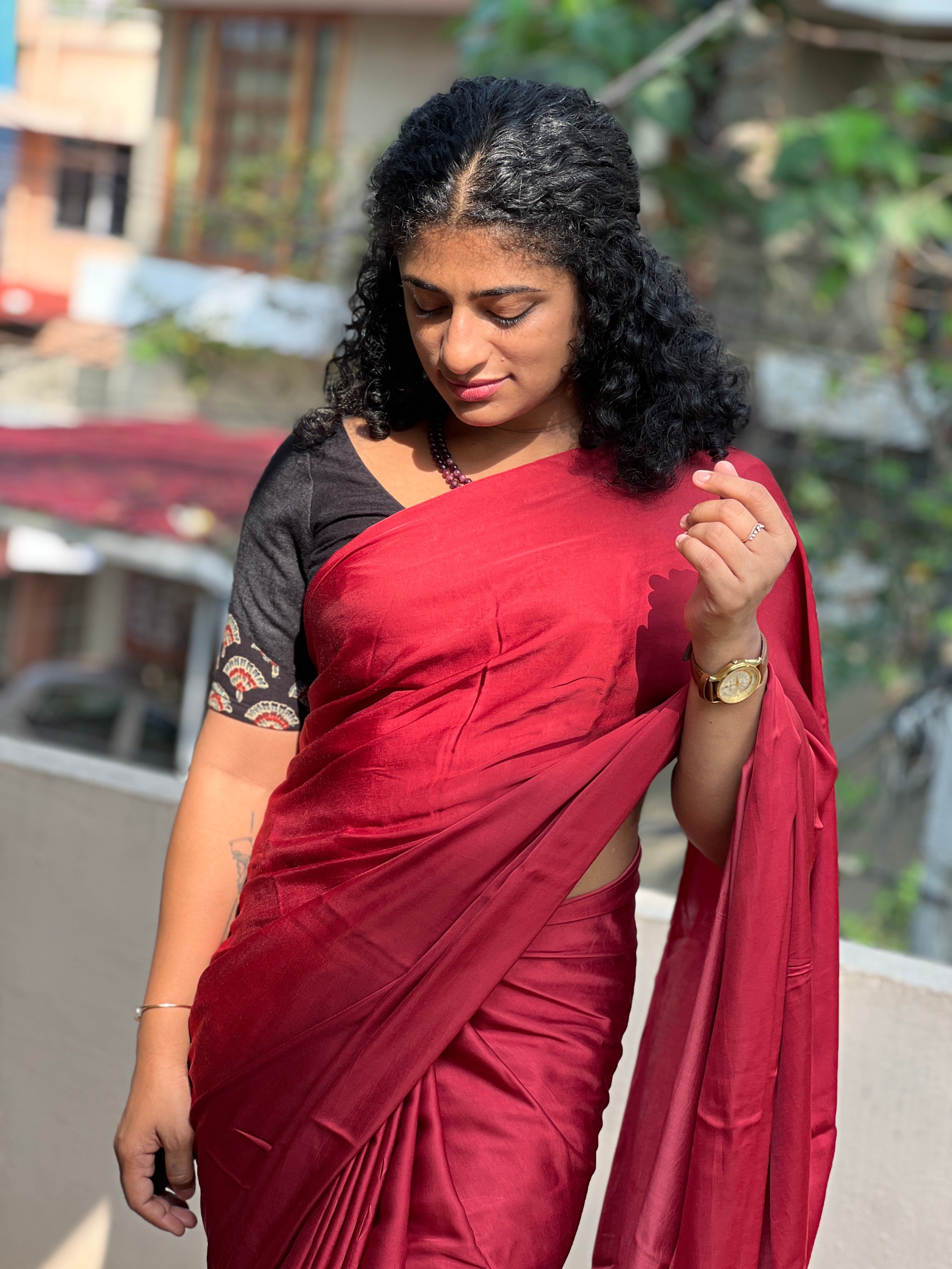 Modal Silk Plain  Saree | VFC424