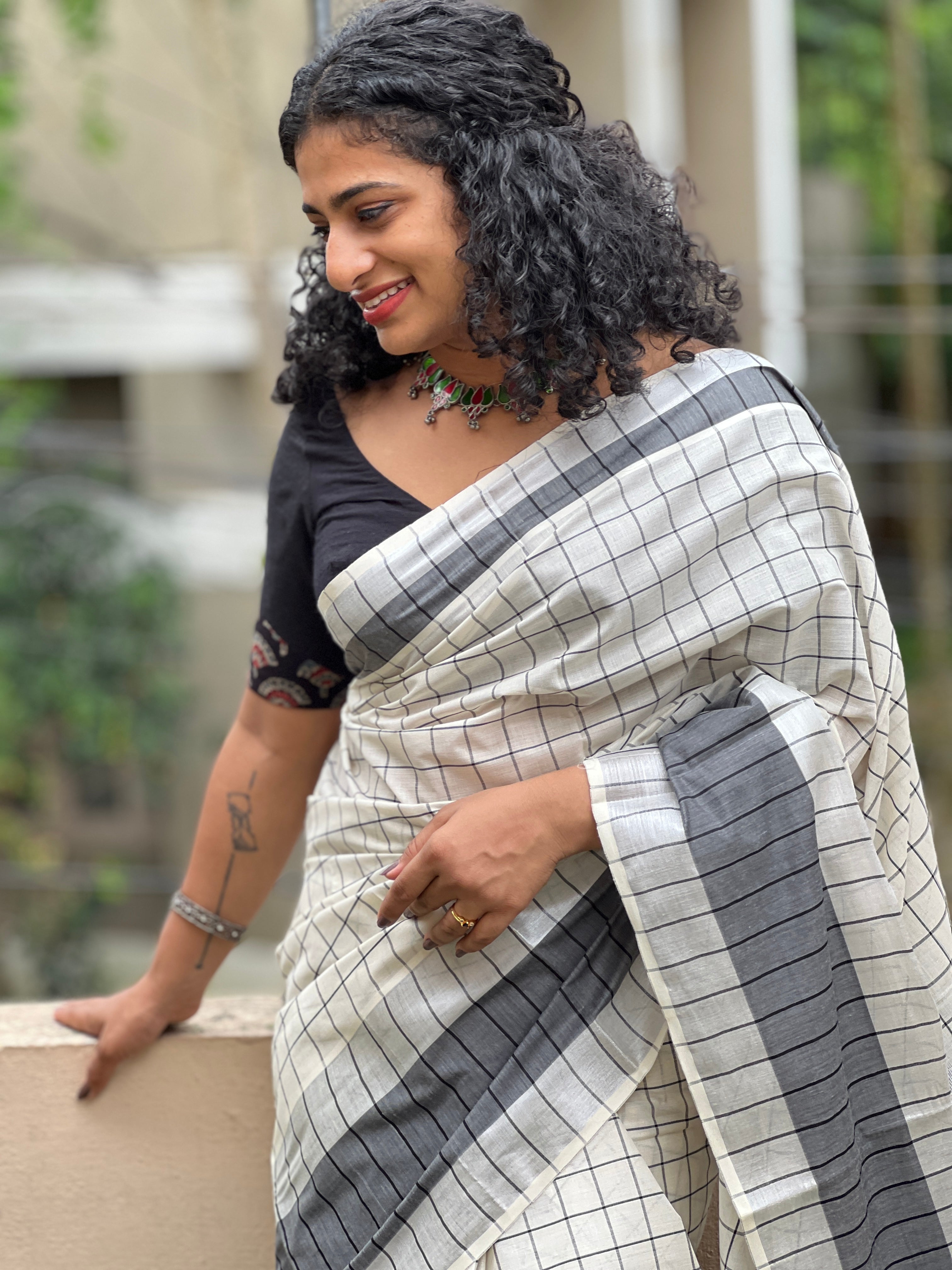 Check Pattern Kerala Cotton Saree | GAT297