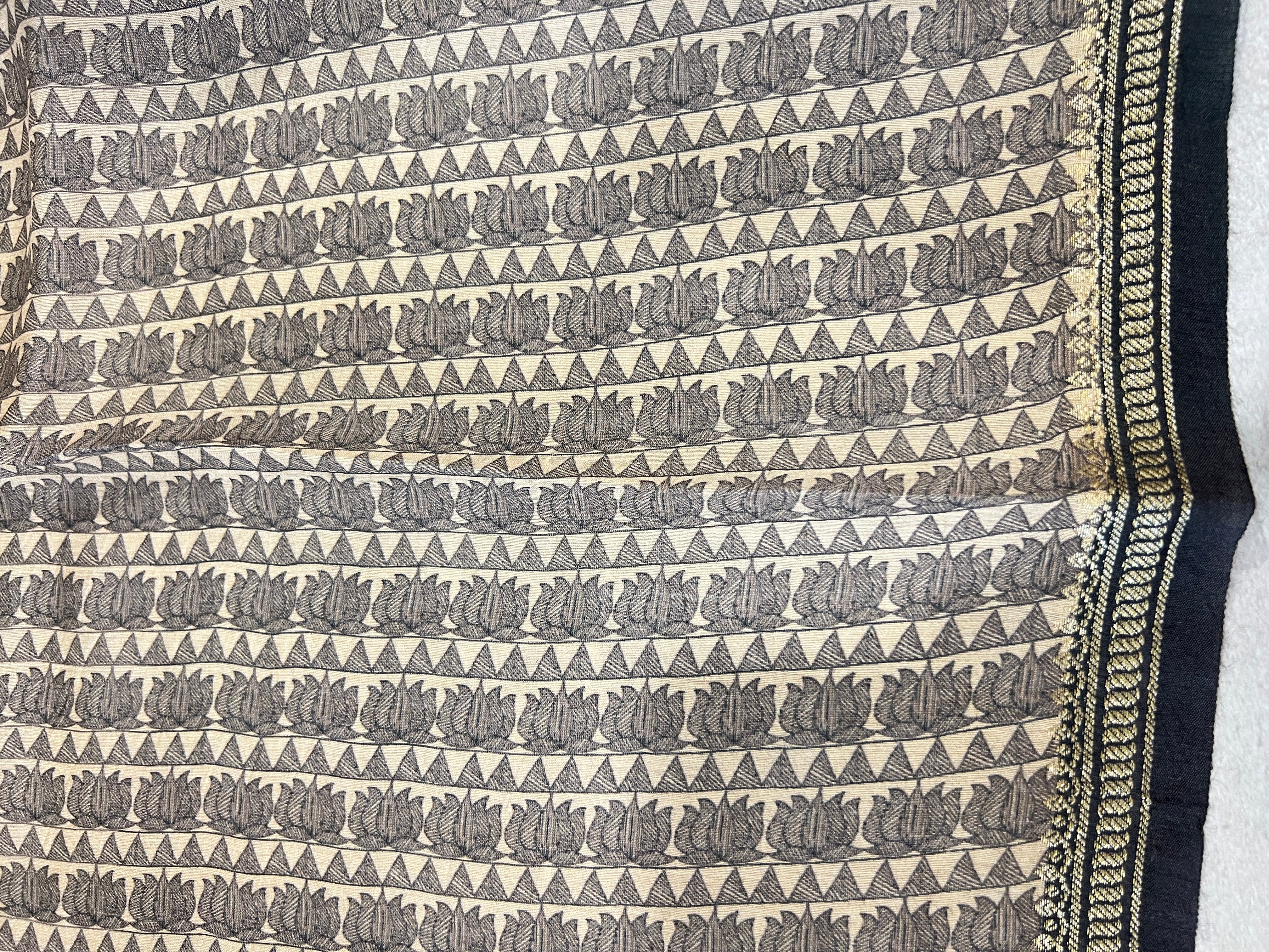 Printed Pattern Muga Tussar Saree | UVS109