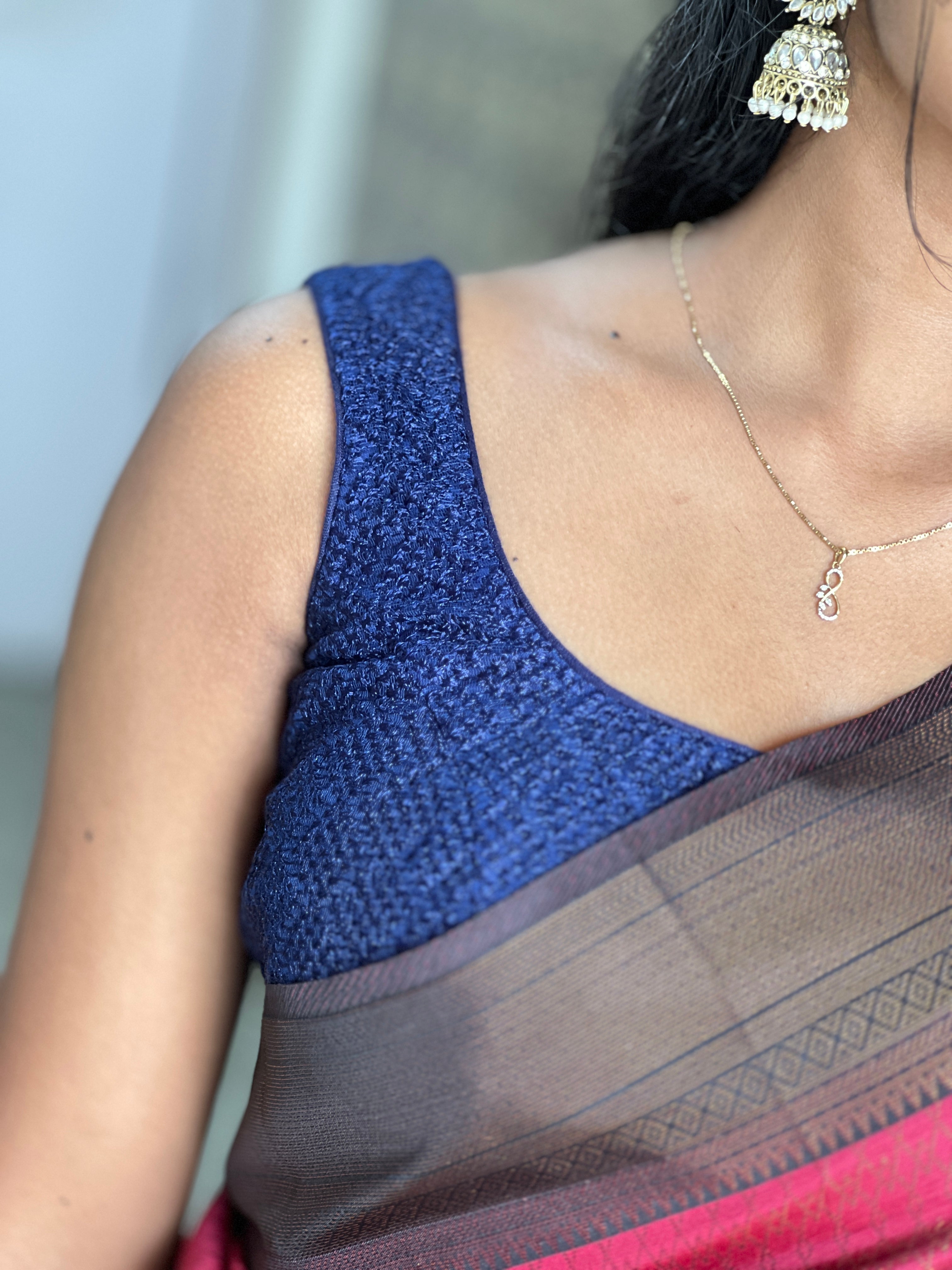 Embroidery Design Stitched Net Blouse BM172 – Aham Designer Boutique