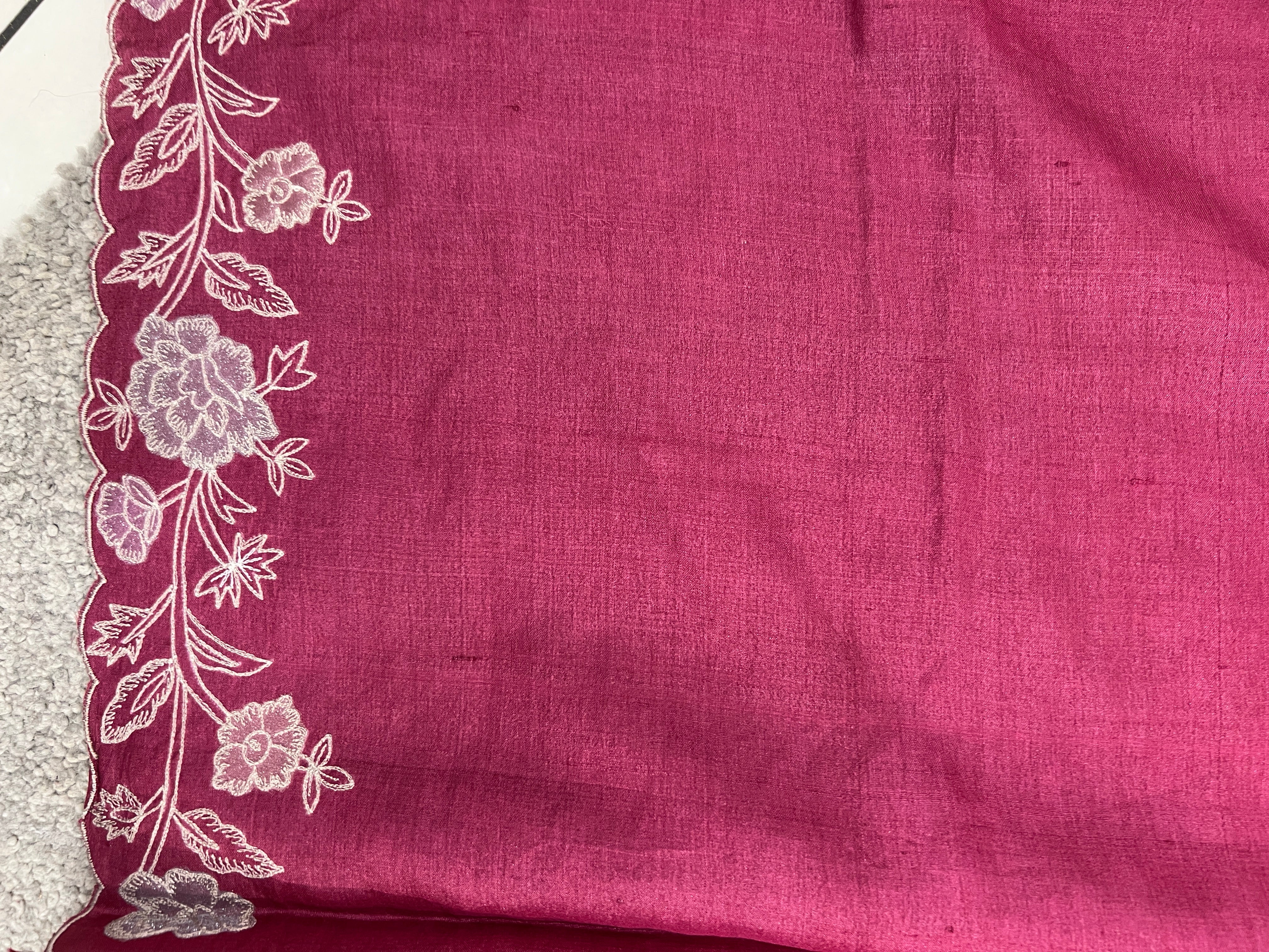Floral Applique Work Detailed Desi Tussar Saree | RGD602