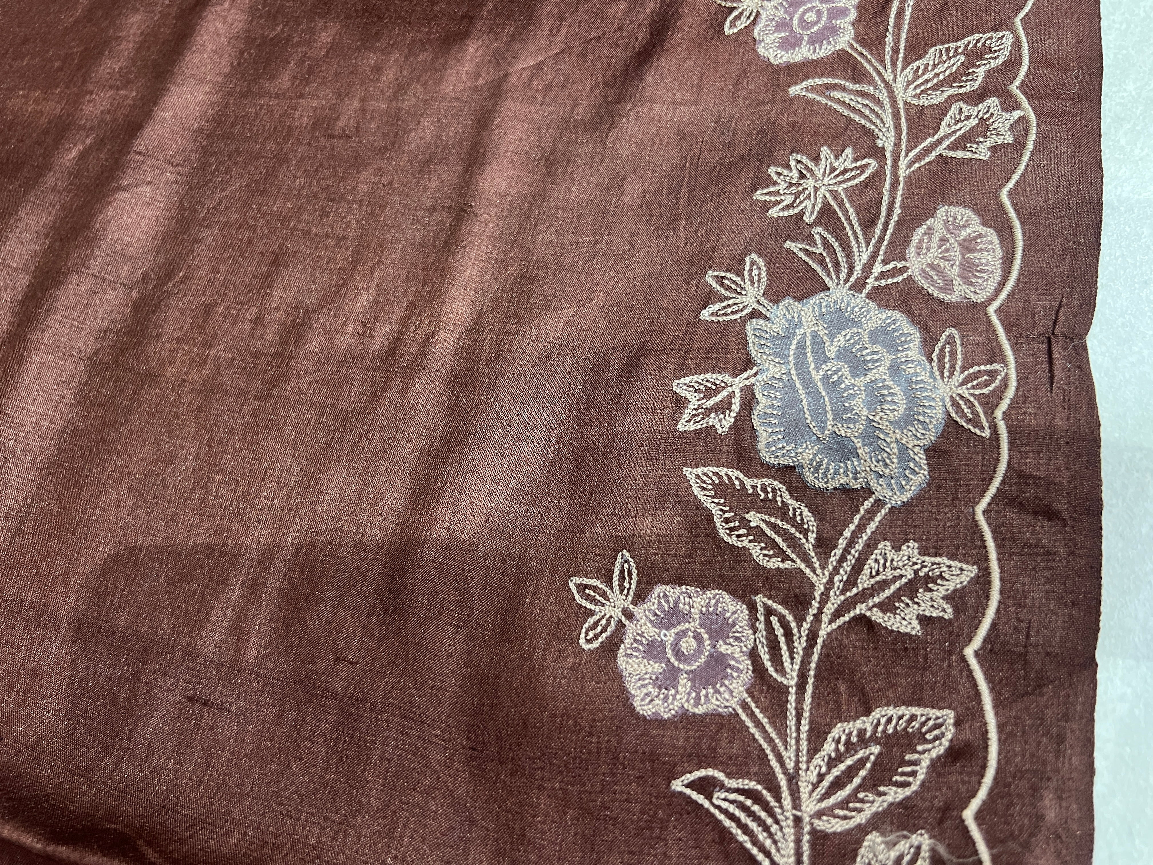 Floral Applique Work Detailed Desi Tussar Saree | RGD600