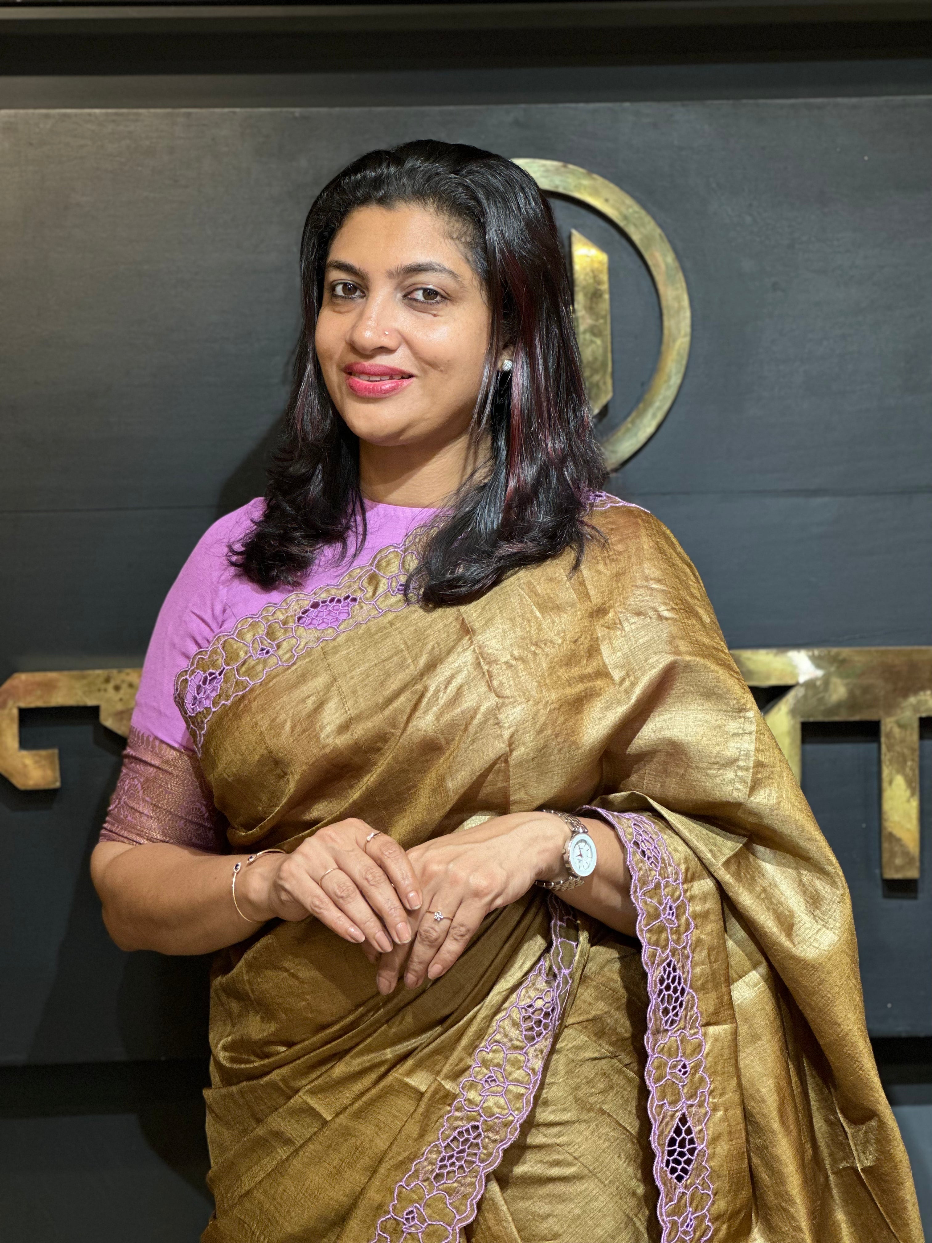 Twine Cutwork Embroidery Design Tussar Saree | TC245