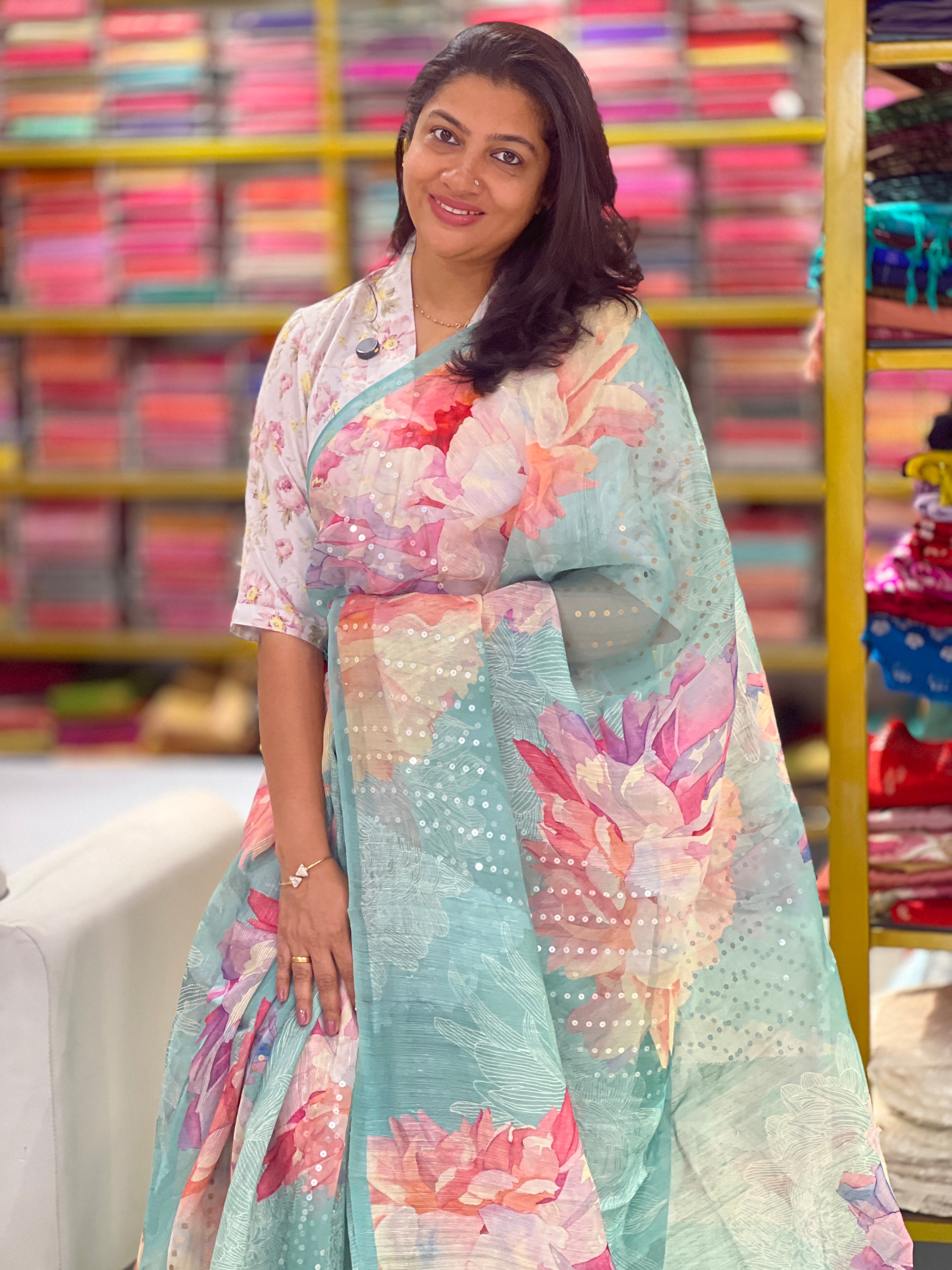 Floral Digital Printed Matka Finish Saree | UVS135