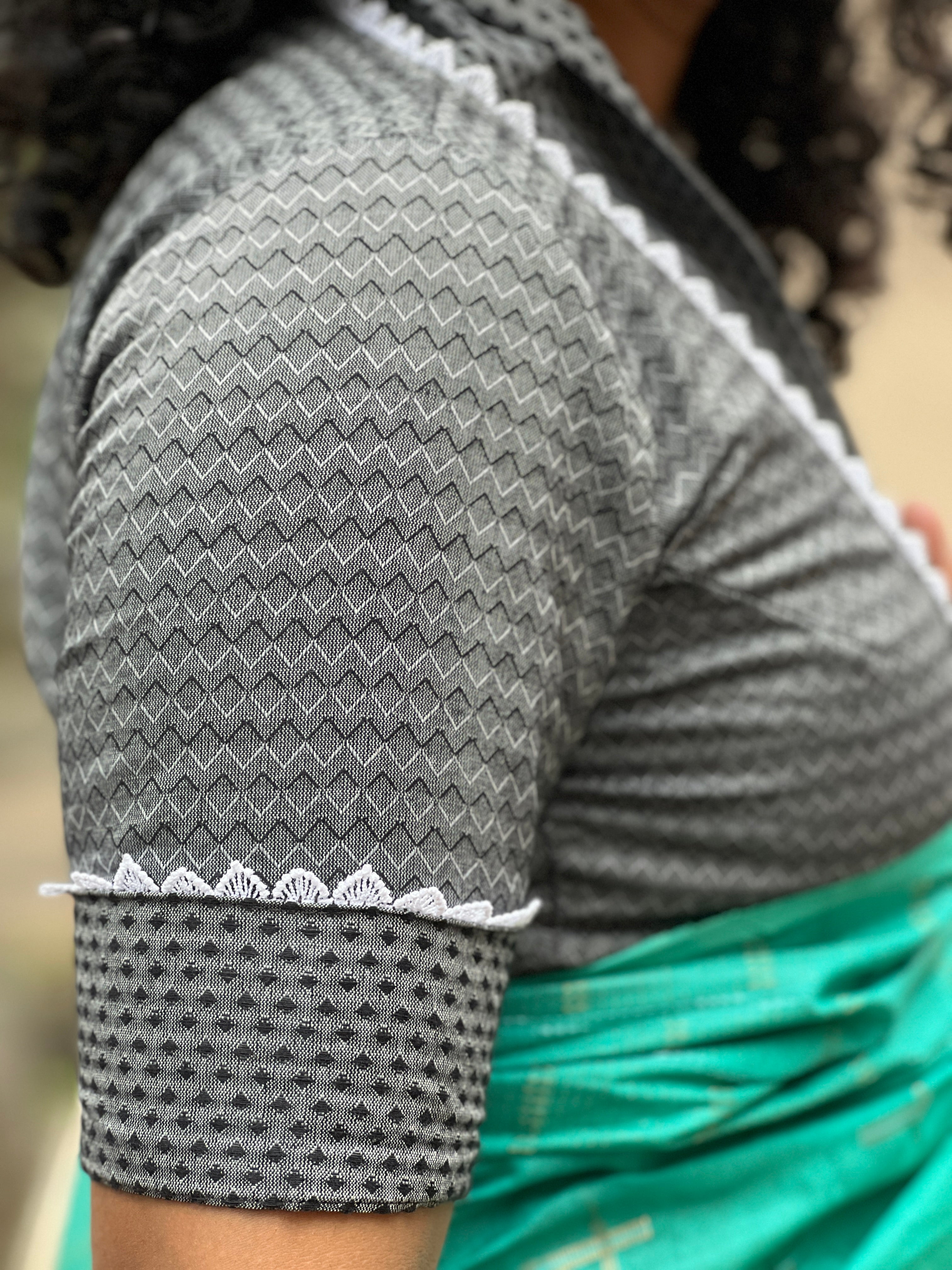 Zig Zag & Diamond Pattern Design Cotton  Jacquard Unstitched Blouse | BM117