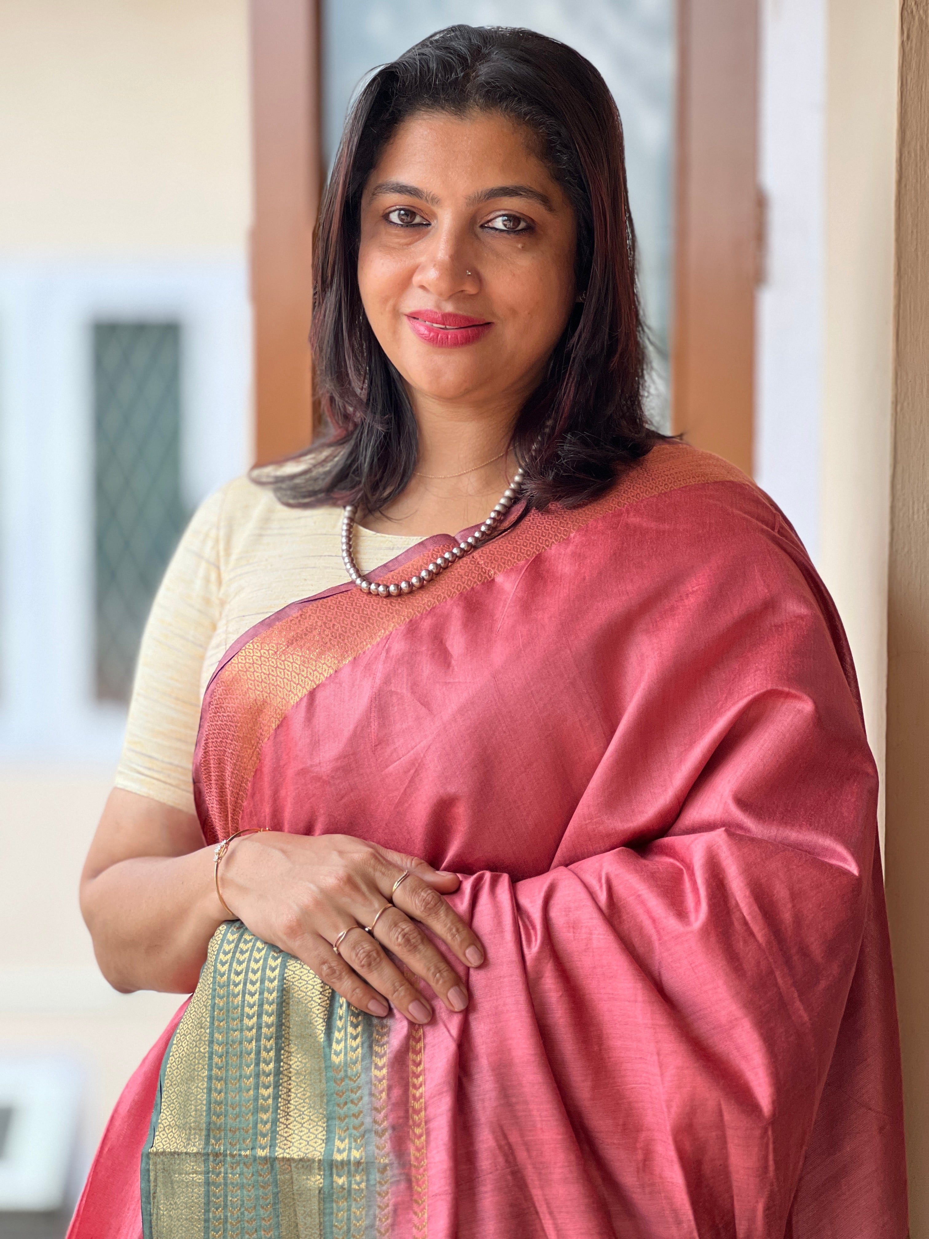 Zari Line Weaved Pallu Design Semi Tussar Saree | SK254