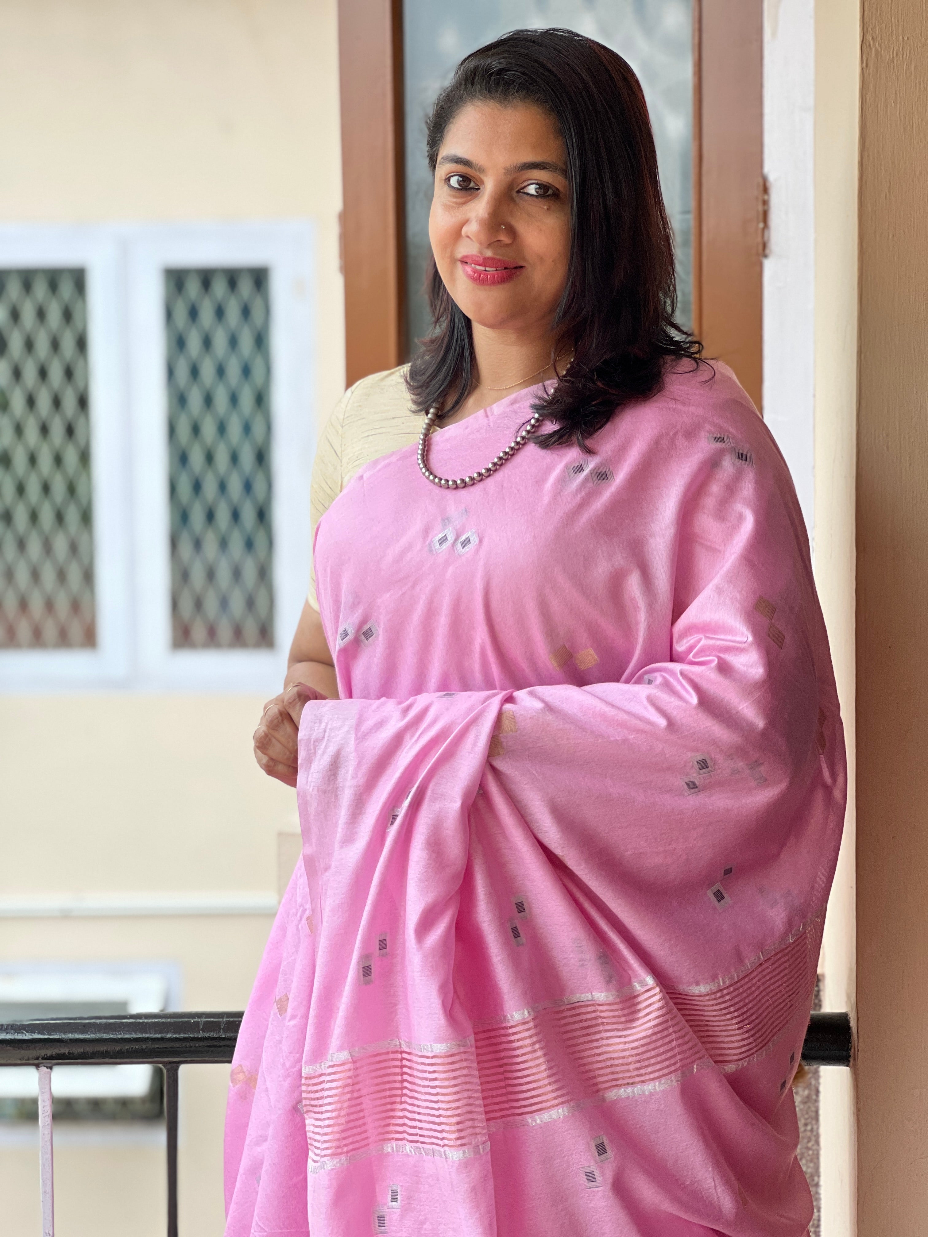 Diagonal Weaved Buta Design Semi Tussar Saree | SK255