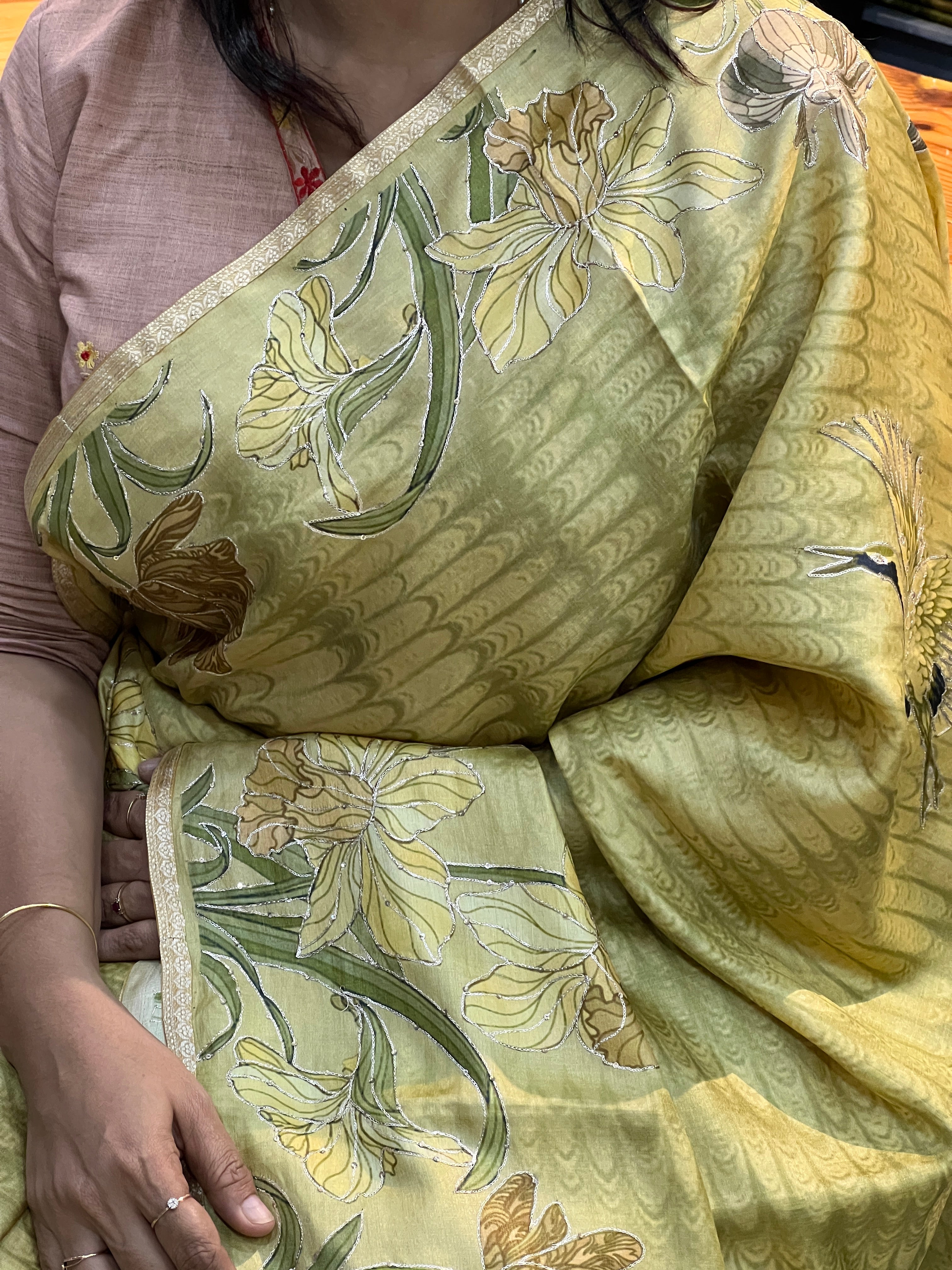 Floral Digital Printed Tussar Saree | RGD110