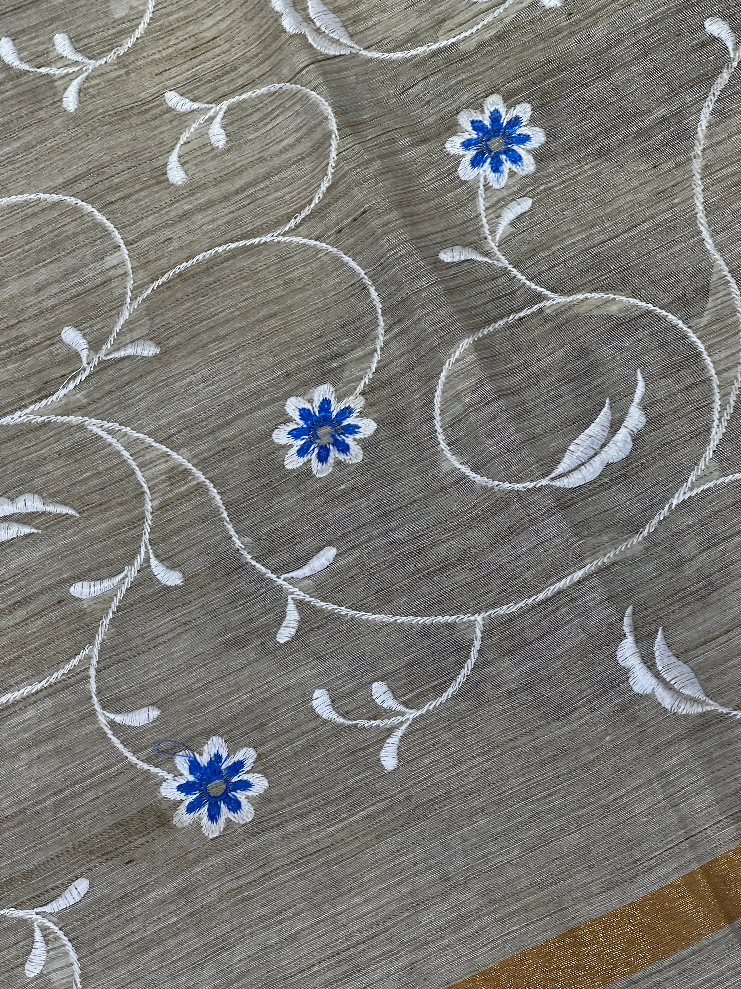 Thread Embroidered Basbara Silk Saree | US236