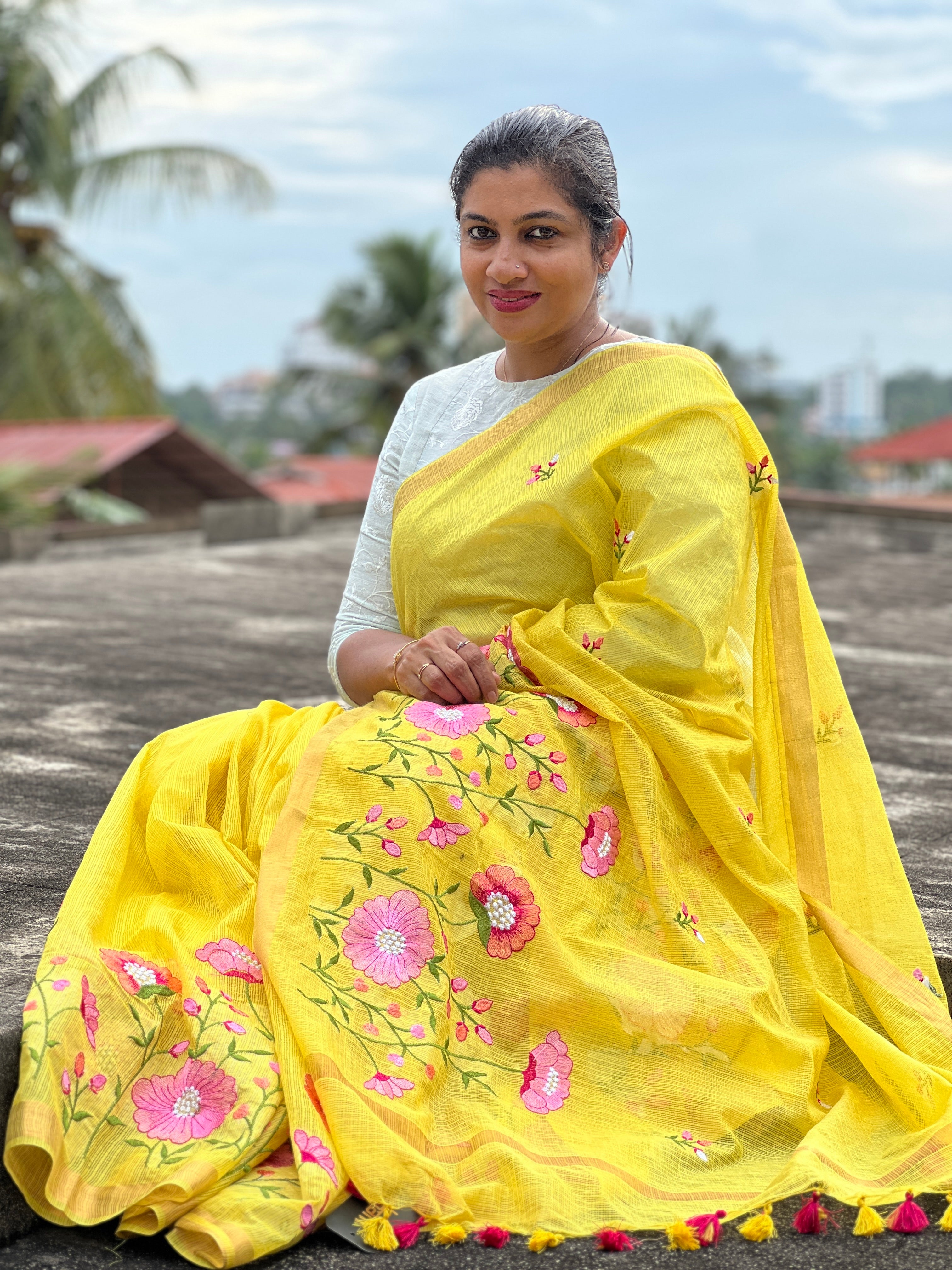 Computerised Embroidery Silky Kota Saree | NHH168