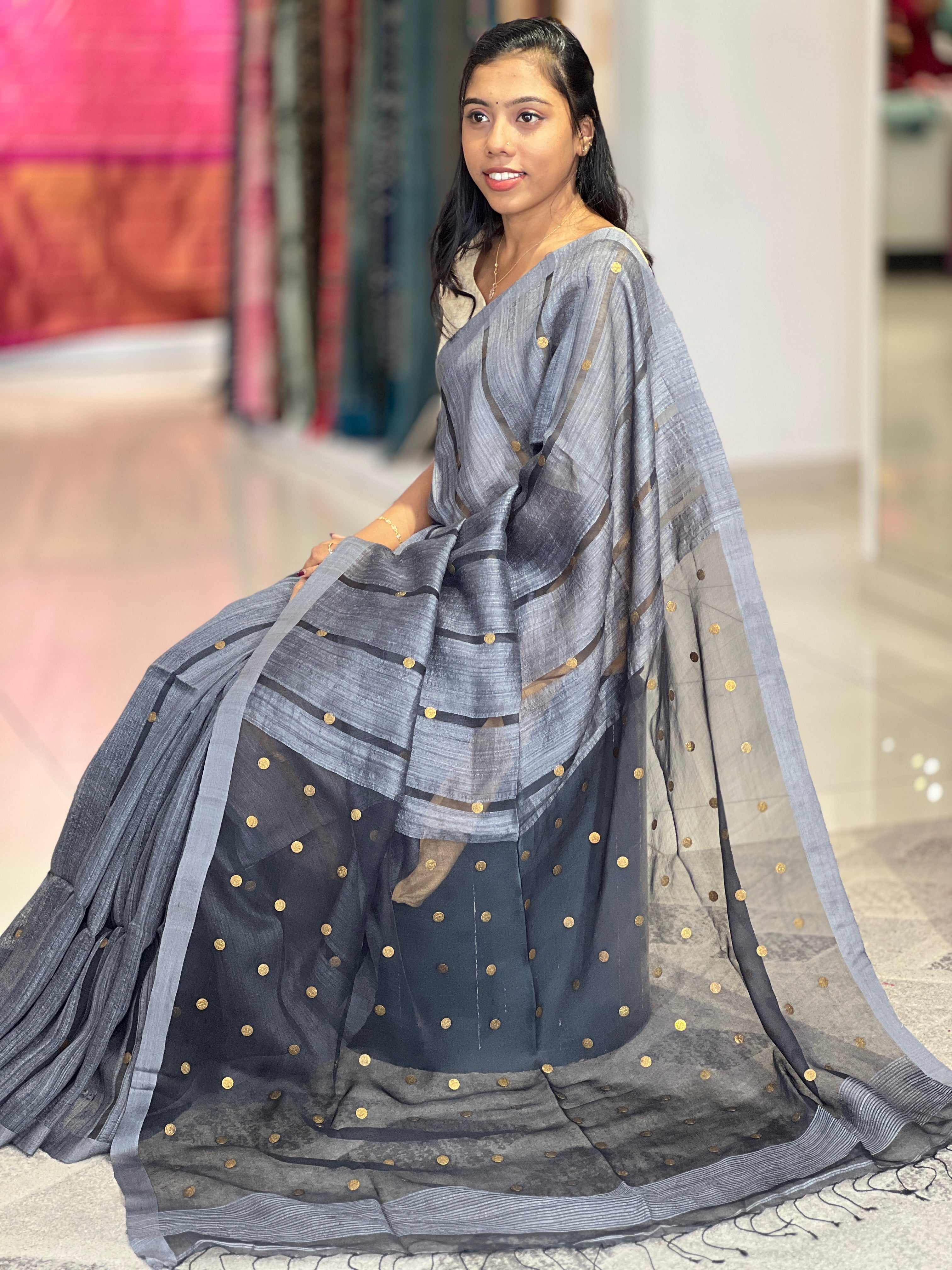 Coin Weaving Matka Silk Saree | RGD634