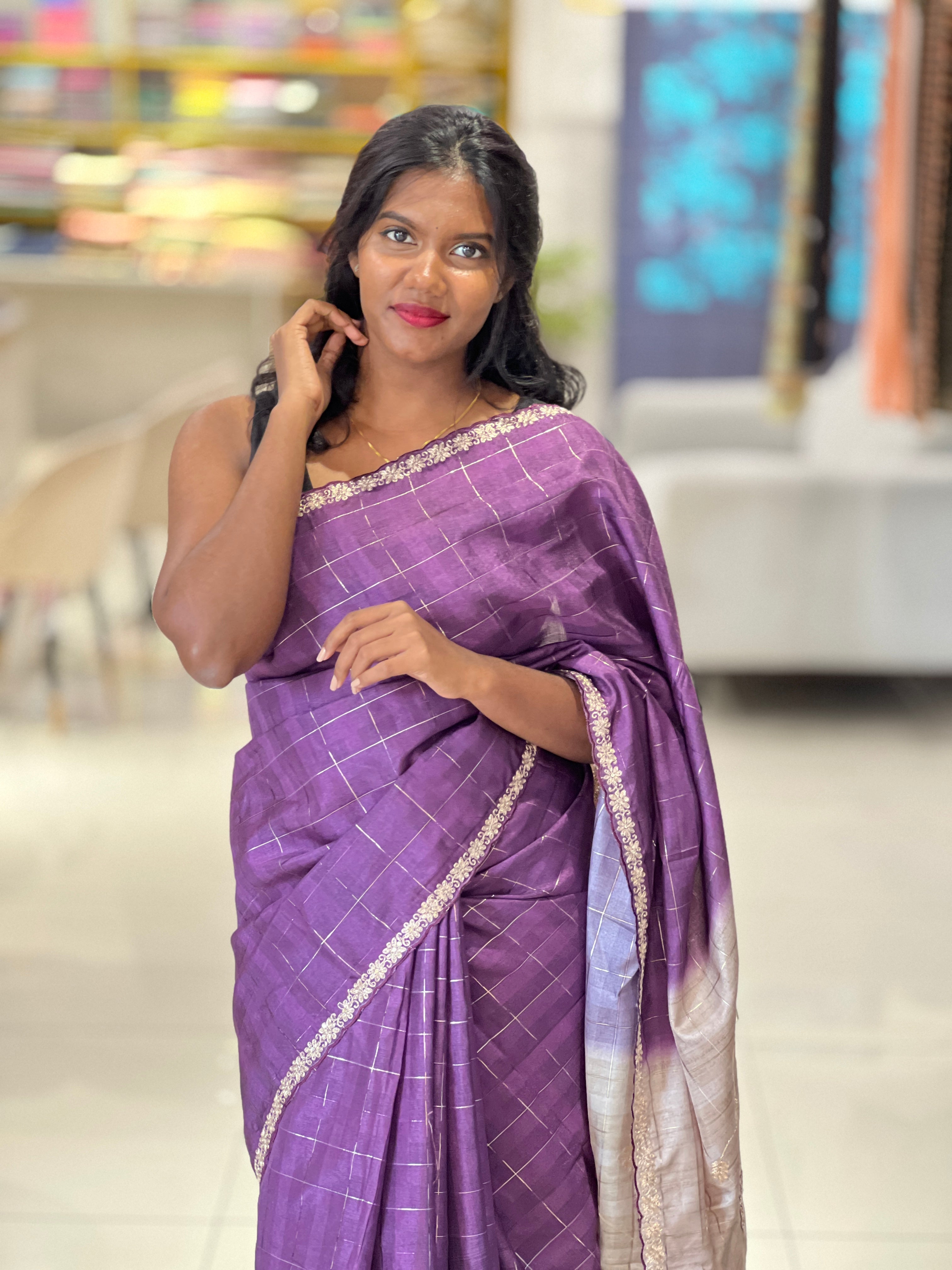 Golden Zari Woven Double Shaded  Semi Tussar Saree | SSN187