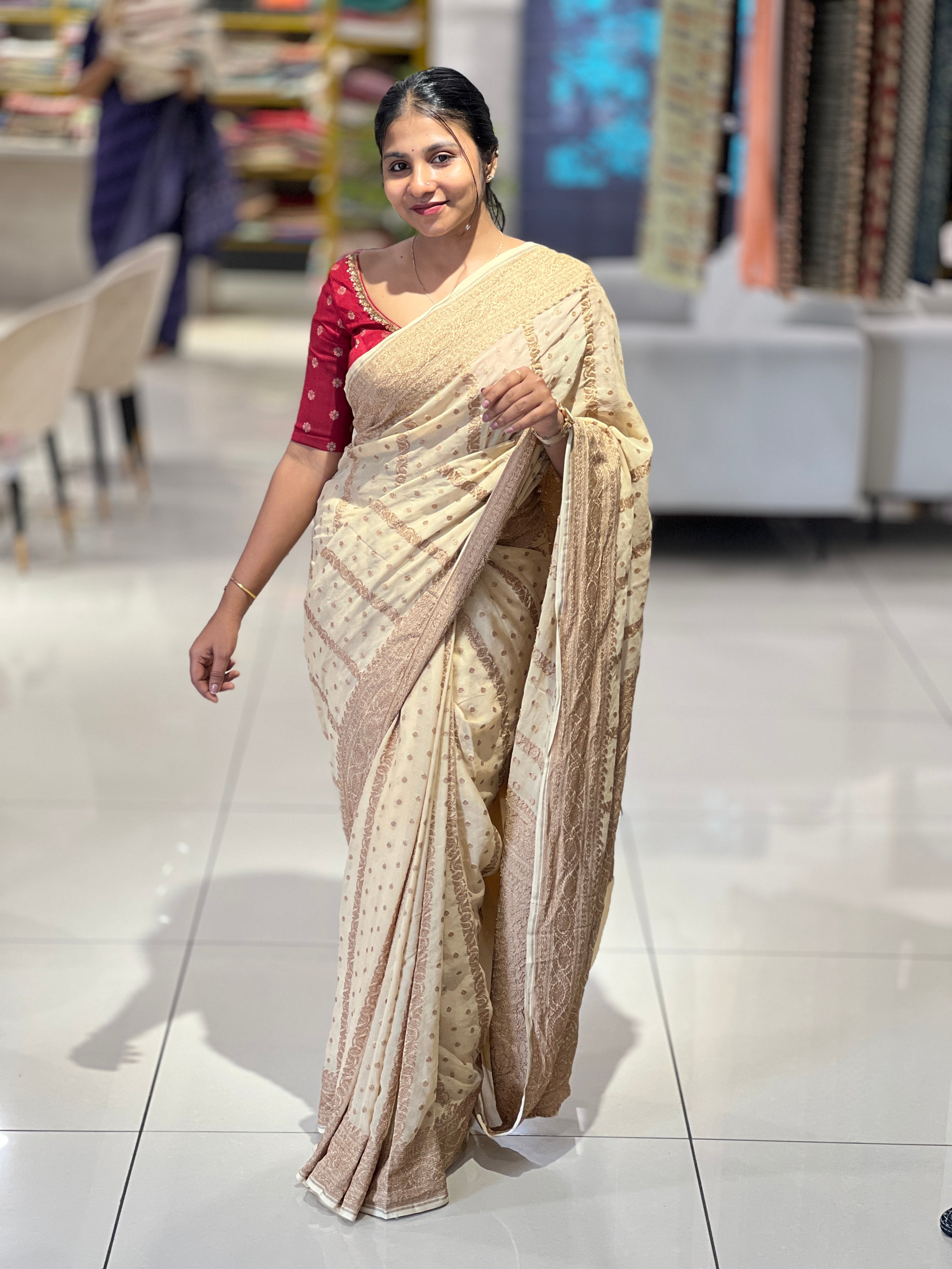 Zari Woven Banarasi Pure Georgette Saree | NO157